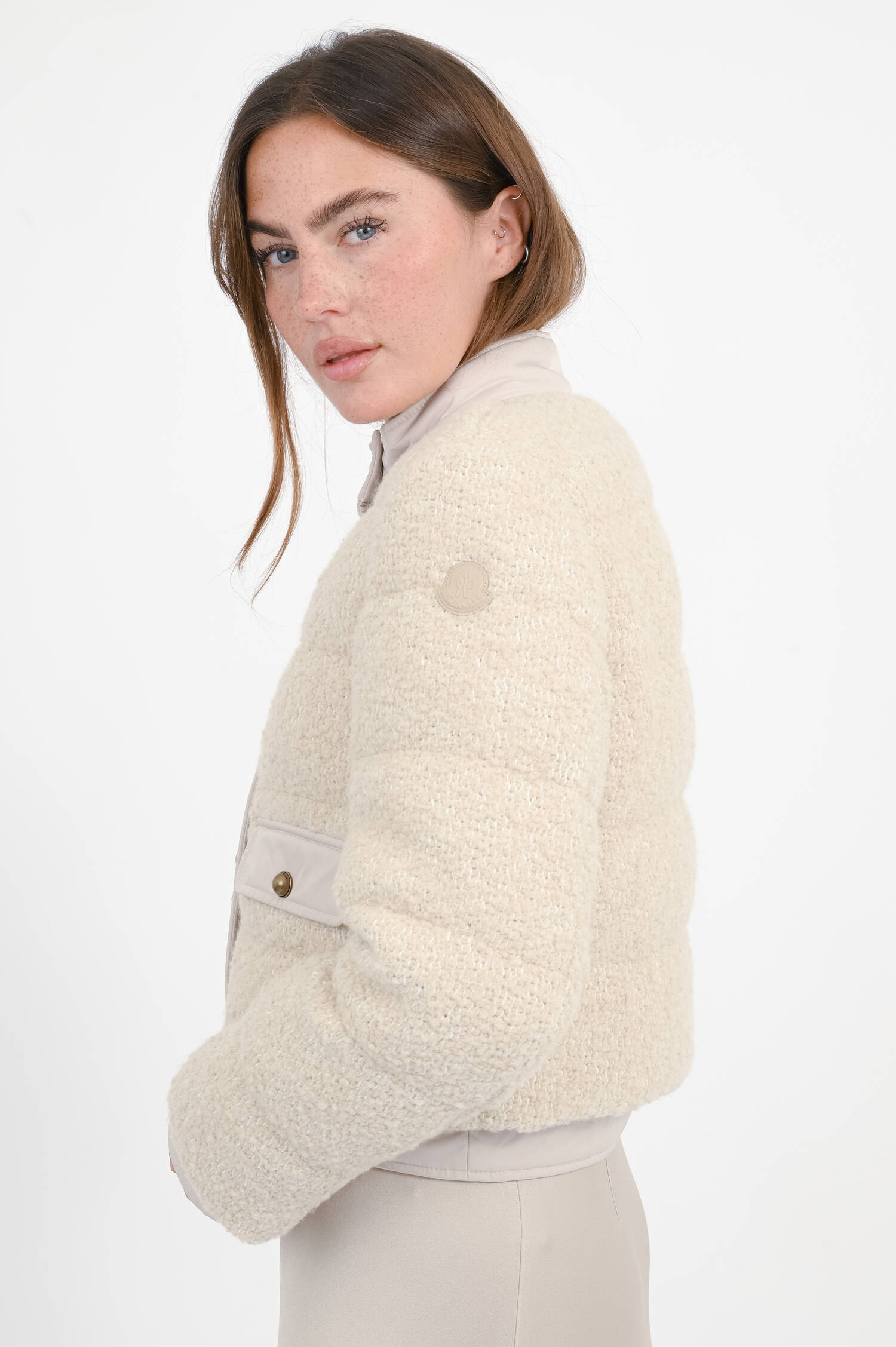 Bouclé Daunenjacke BLANDY in Creme