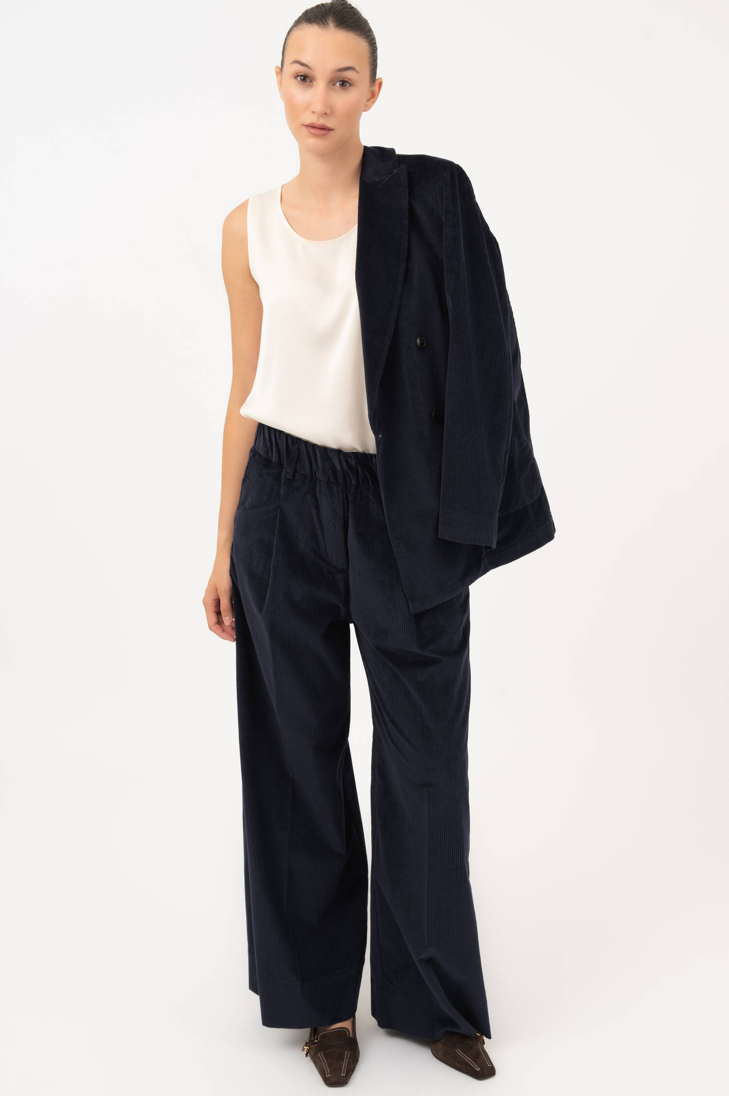 Wide-Leg Cordhose in Navy Wide-Leg Cordhose in Navy