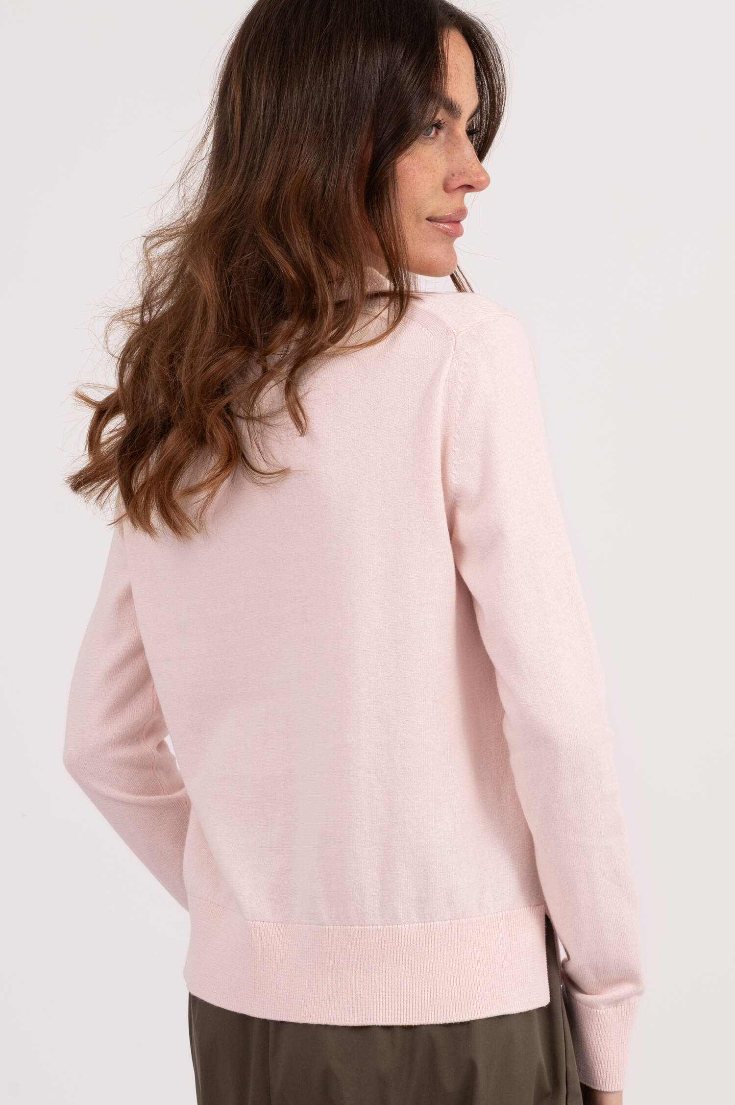 Pullover mit Breitem Rippbund in Blush Rosa