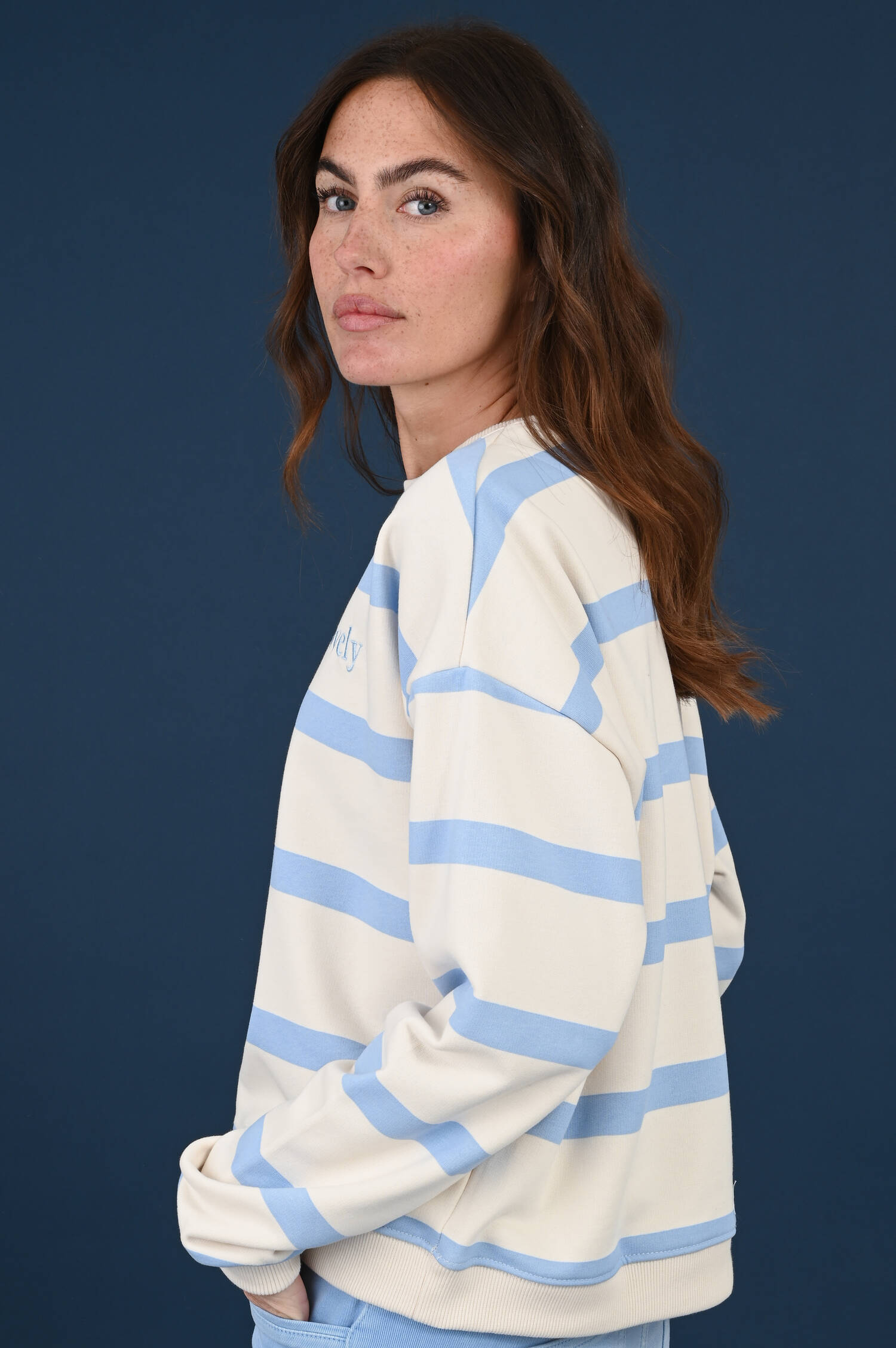 Ringelsweater LOVELY in Ecru/Hellblau Ringelsweater LOVELY in Ecru/Hellblau