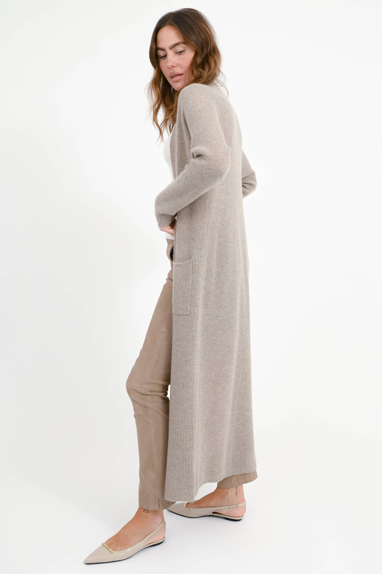 Maxi-Cashmere-Cardigan in Macadamia
