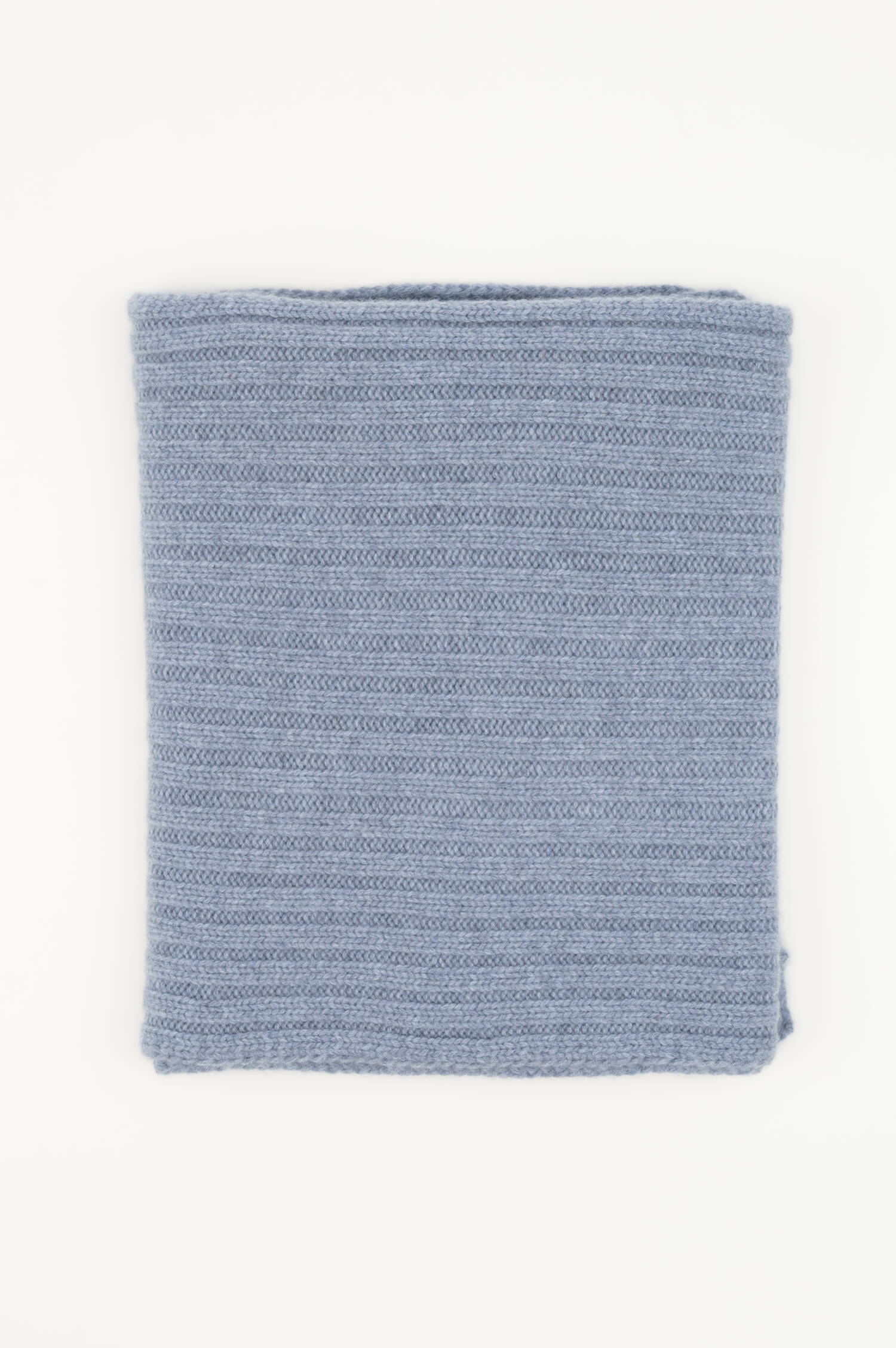 Cashmere-Rippstrick-Schal in Graublau