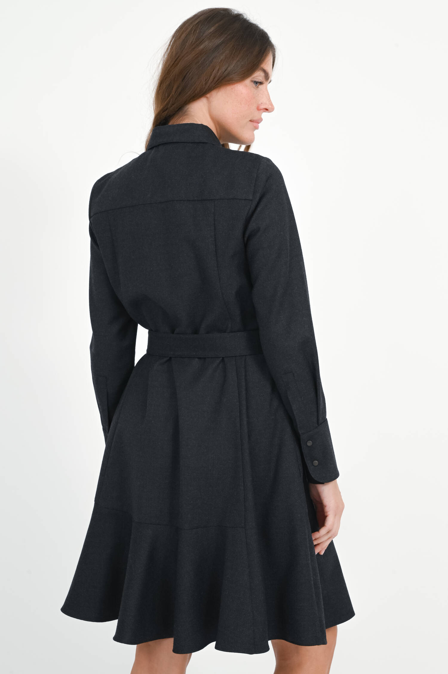 Blusenkleid aus Wolle in Anthrazit Blusenkleid aus Wolle in Anthrazit