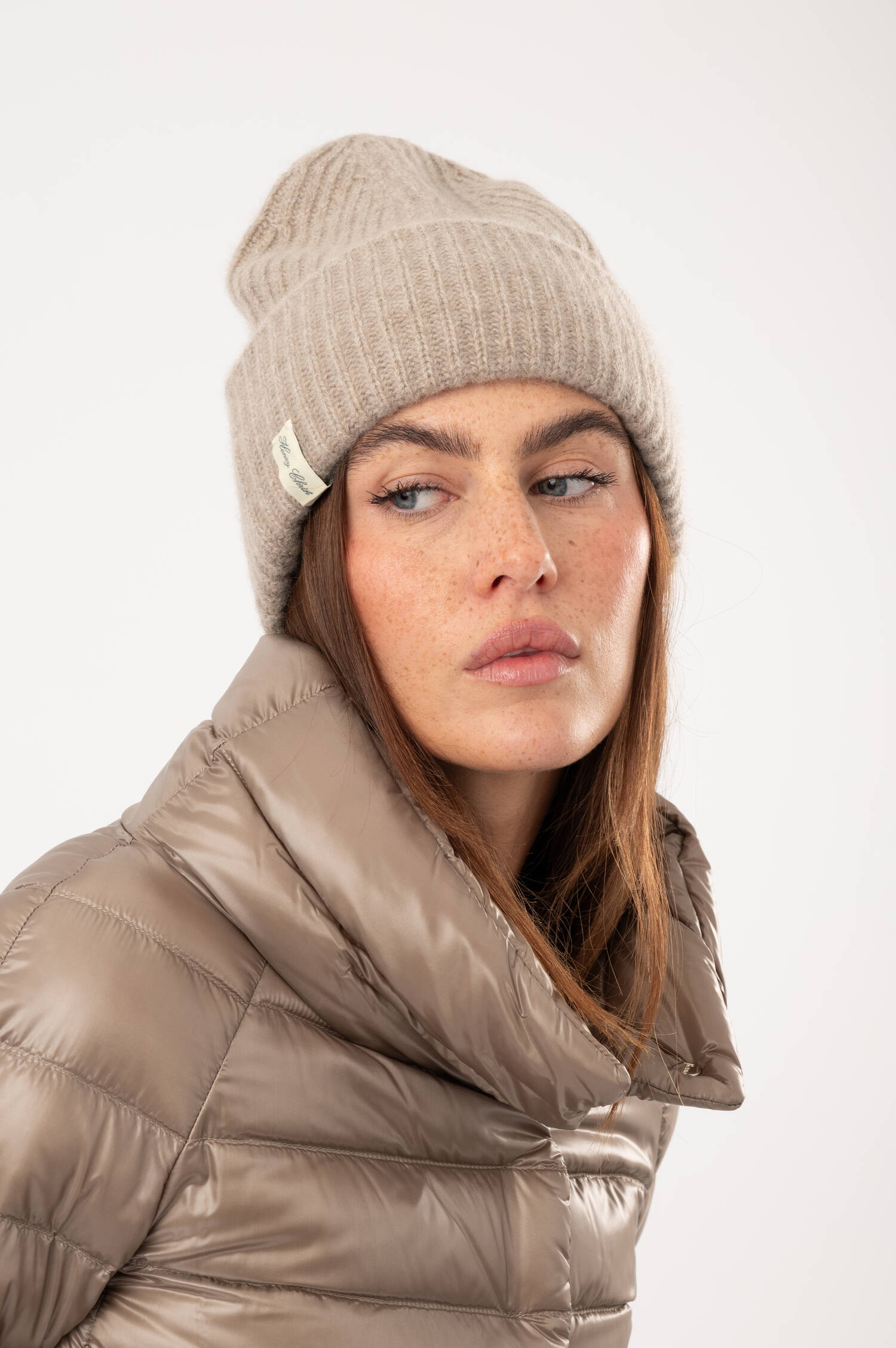 Cashmere-Beanie in Beige