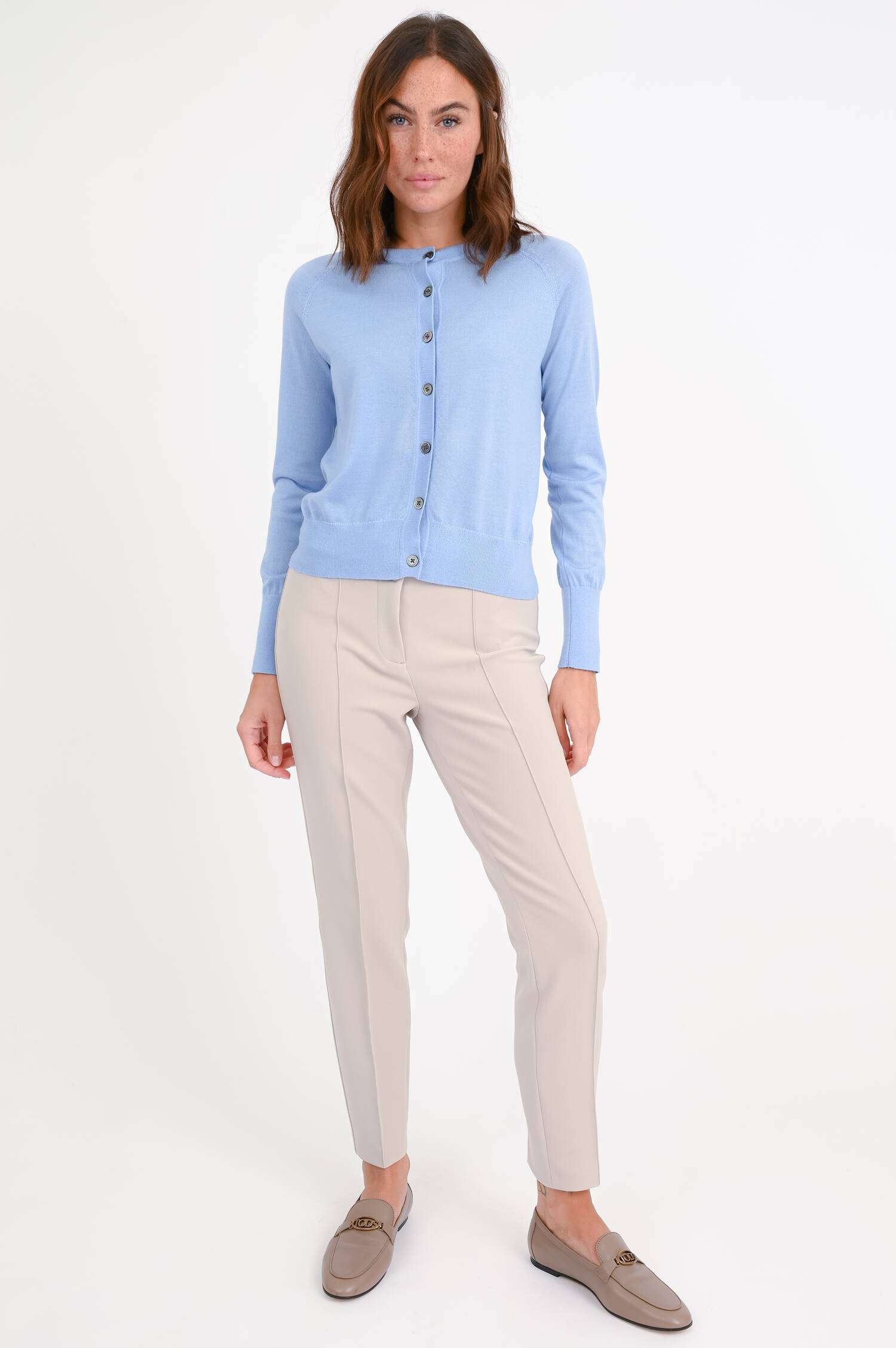 Strickweste aus Woll-Seide-Mix in Hellblau