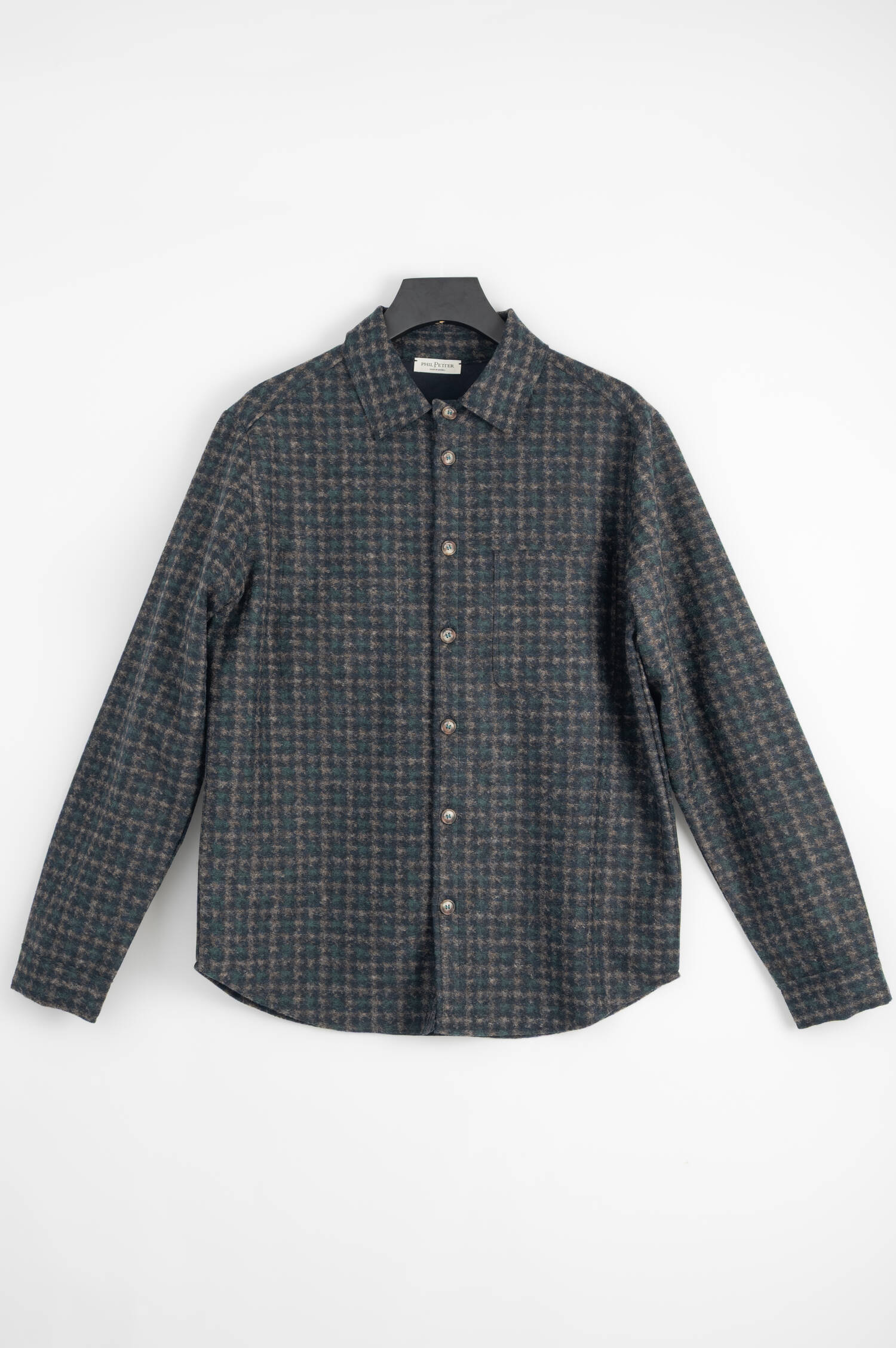 Hahnentritt-Overshirt in Navy/Grün