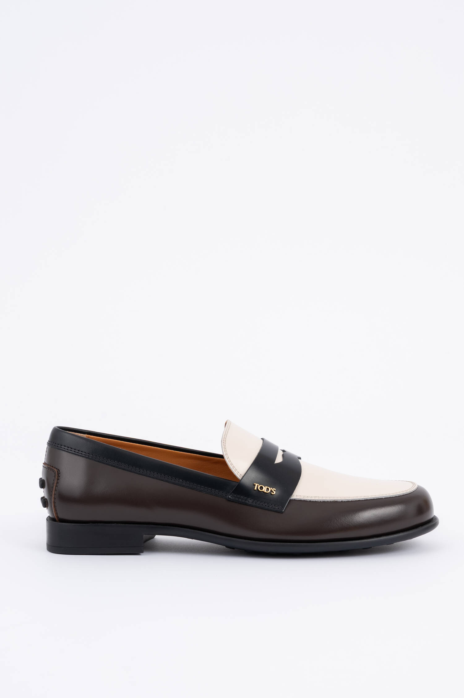 Leder Loafer in Braun/Weiß