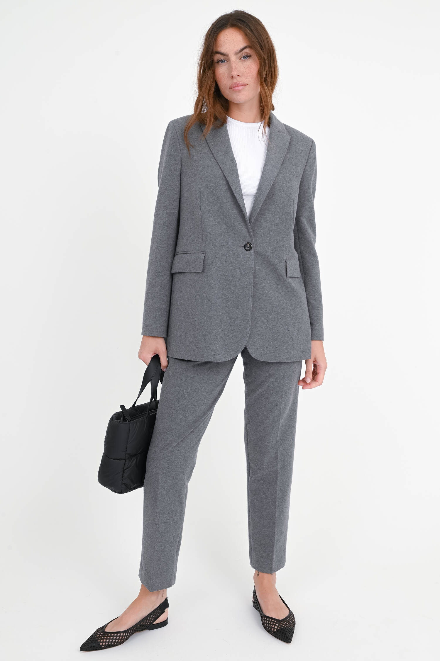 Blazer aus Baumwoll-Mix in Light Gray