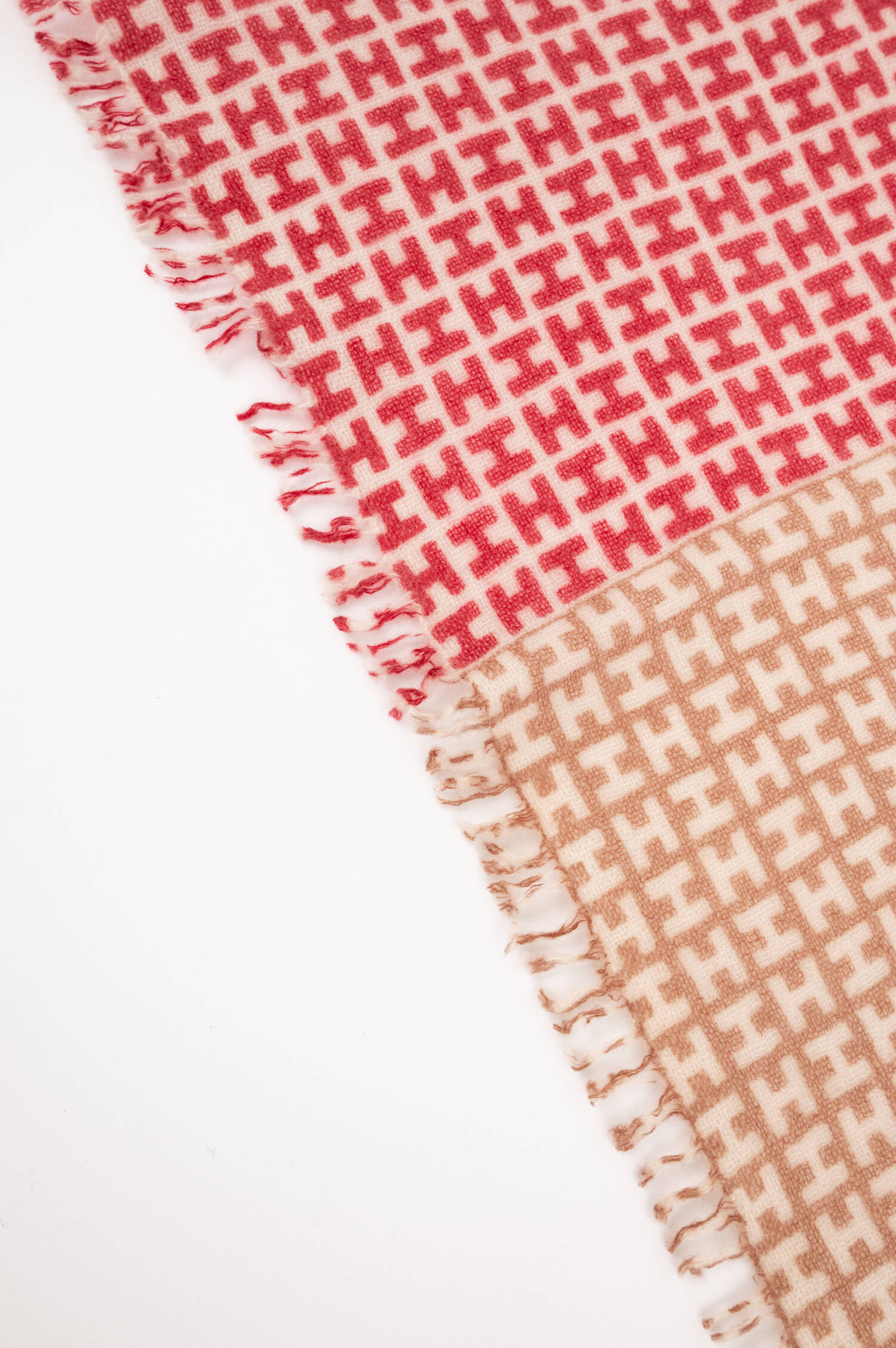 Cashmere-Schal mit H in Rot/Beige Cashmere-Schal mit H in Rot/Beige