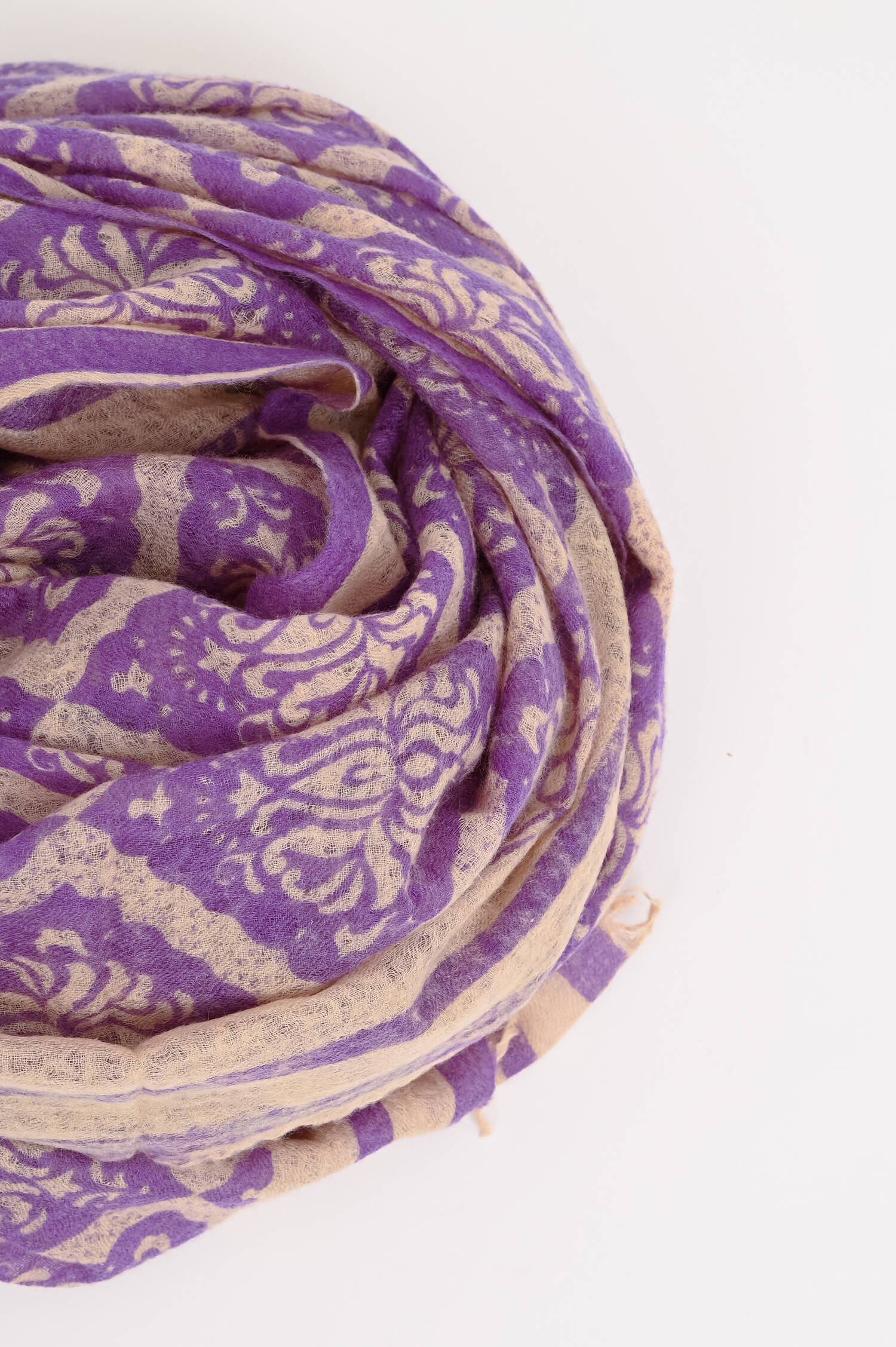 Cashmere-Schal ORNAMENT in Flieder/Natur