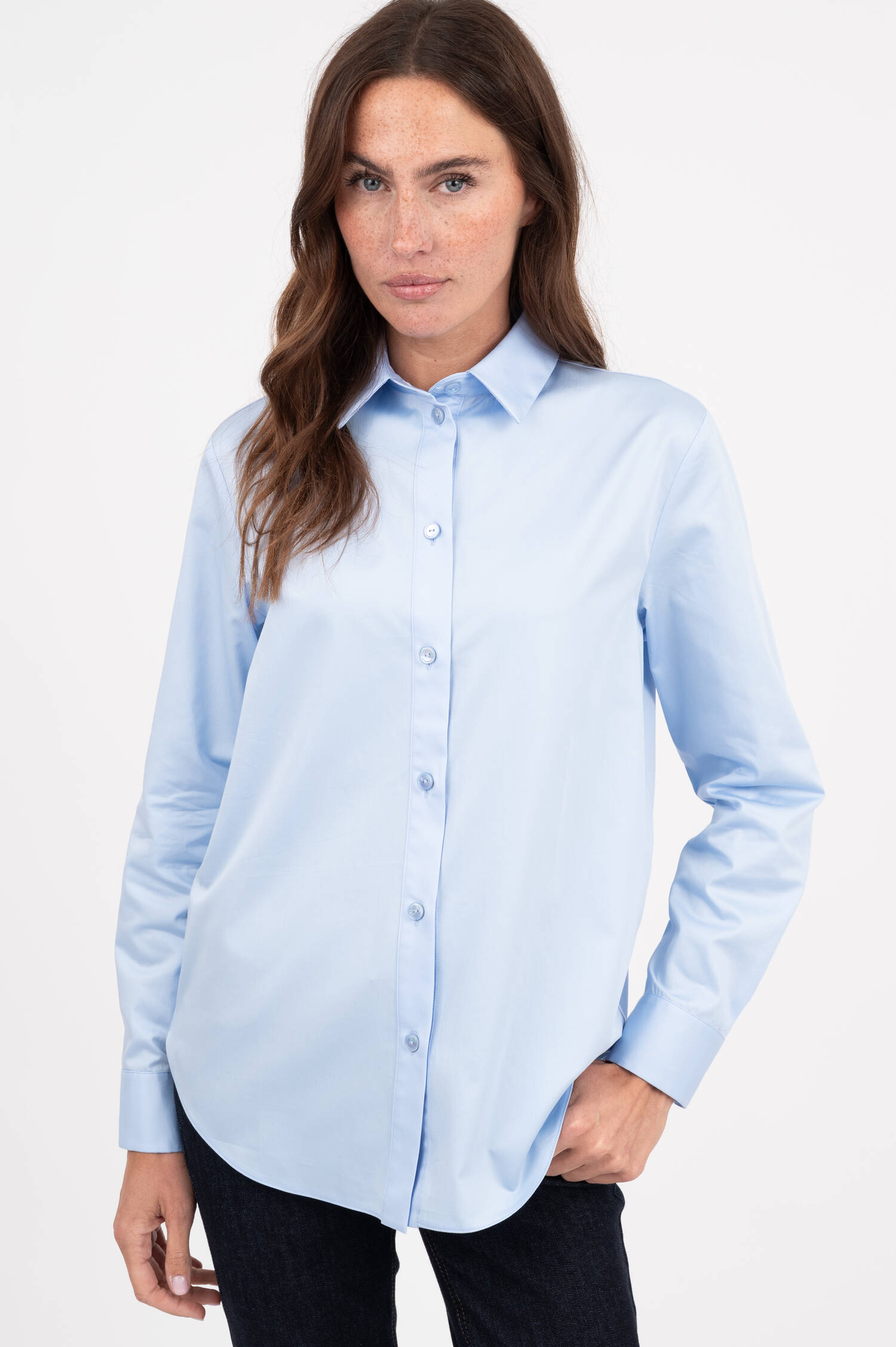 Popeline Bluse FIACRE in Hellblau