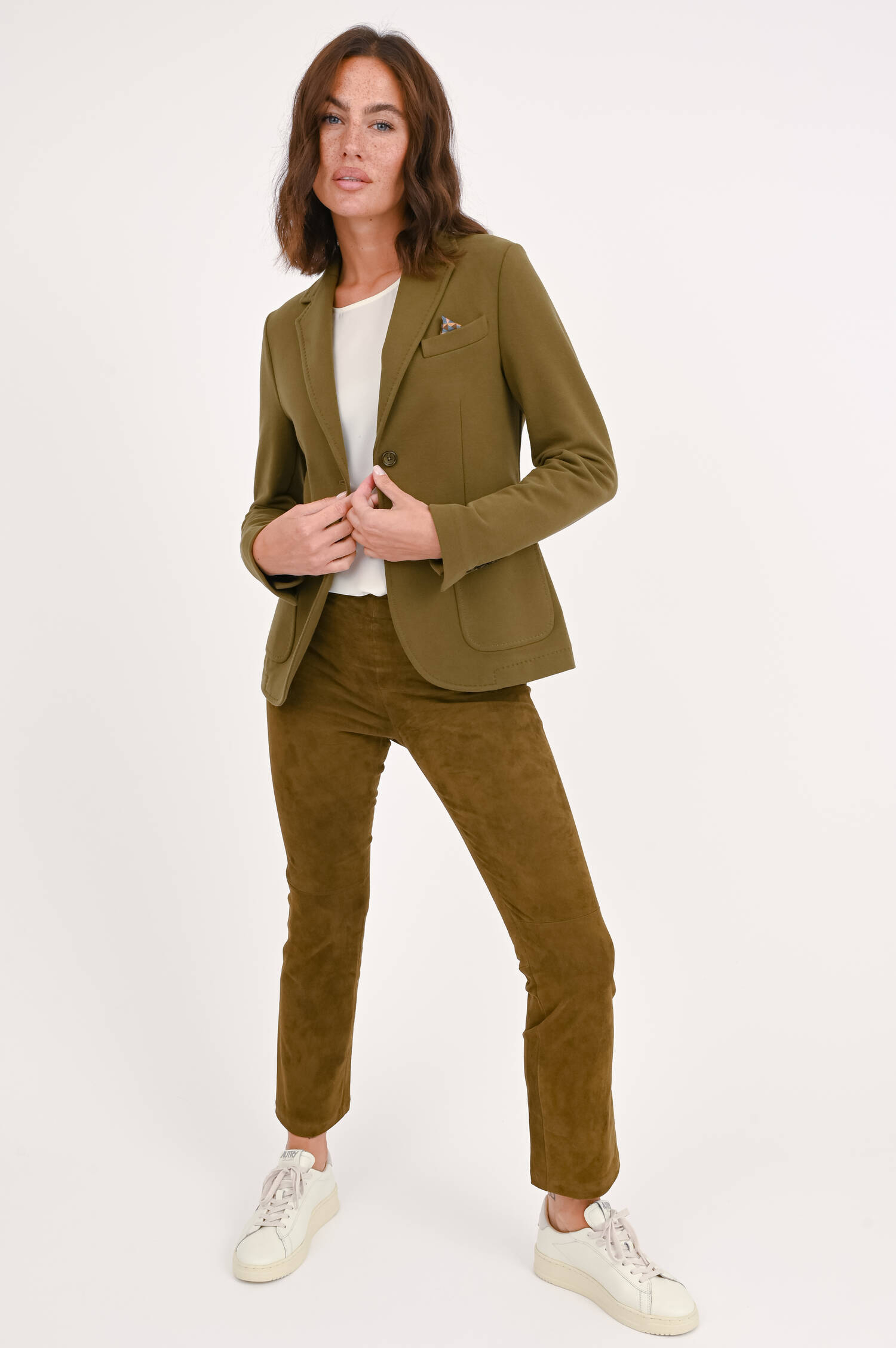 Velourslederhose JP-TWENTY in Khaki