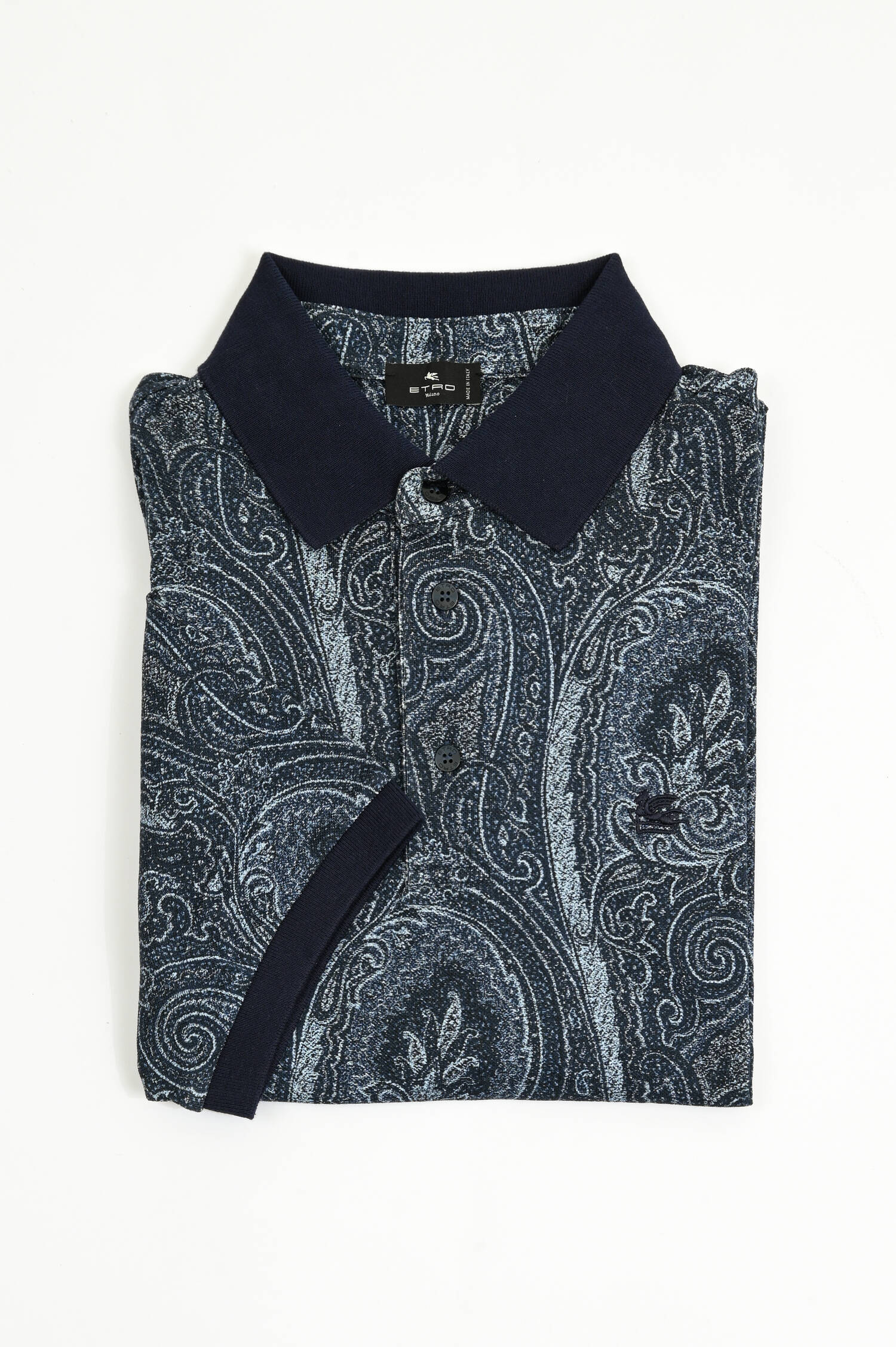  Polo-Shirt in Graublau mit Paisley-Muster