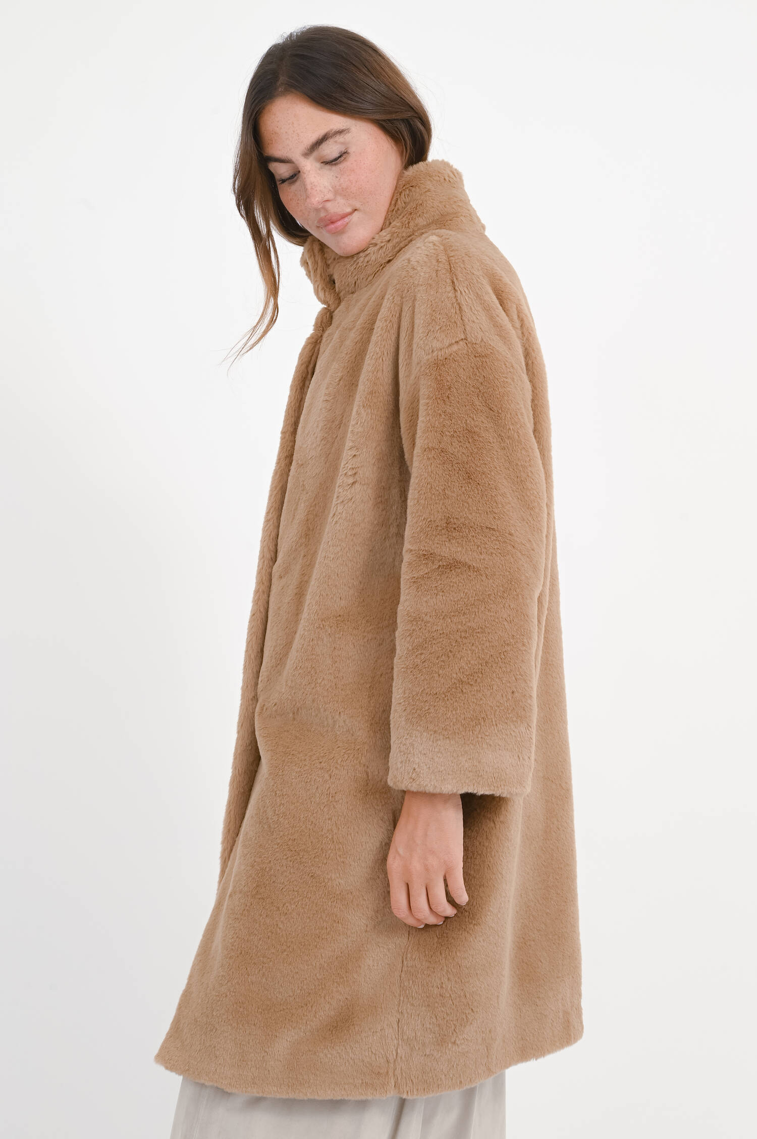 Faux Fur Mantel in Camel Faux Fur Mantel in Camel