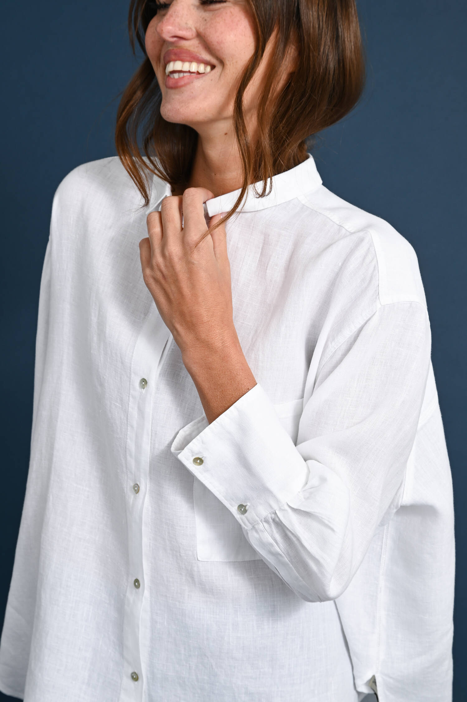 Leinen Hemdbluse in Weiß Leinen Hemdbluse in Weiß