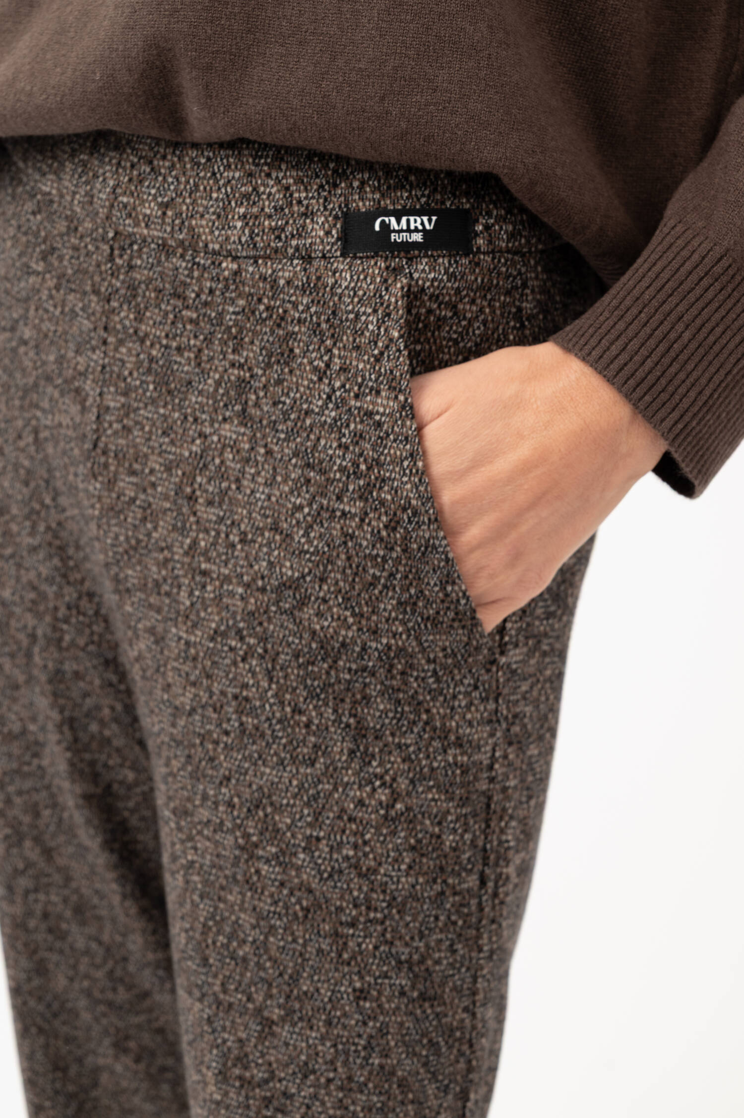 Tweed-Schlupfhose in Oliv-Beige meliert Tweed-Schlupfhose in Oliv-Beige meliert