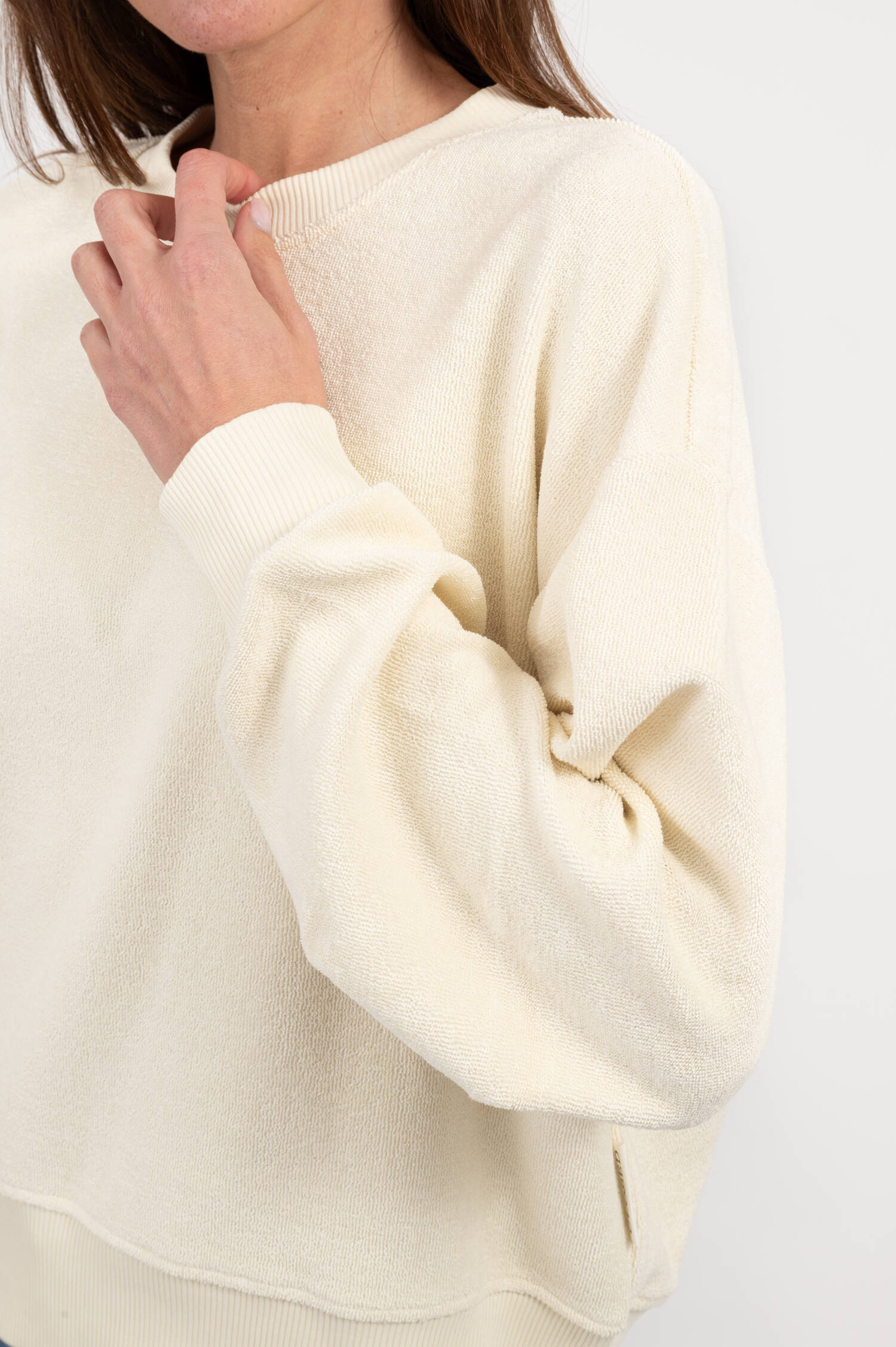 Sweater aus Baumwoll-Frottee in Creme