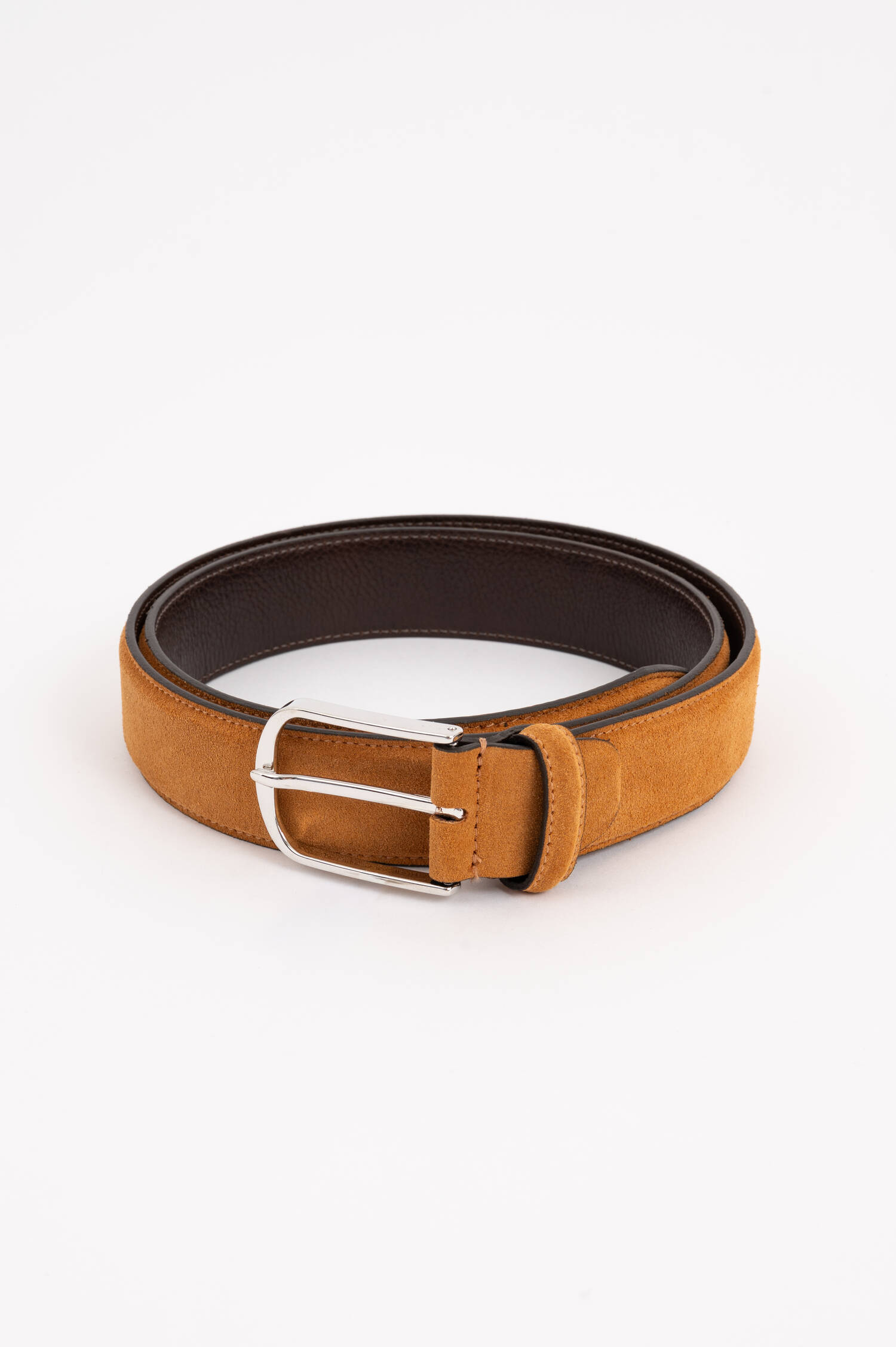 Gürtel aus Velour-Leder in Camel