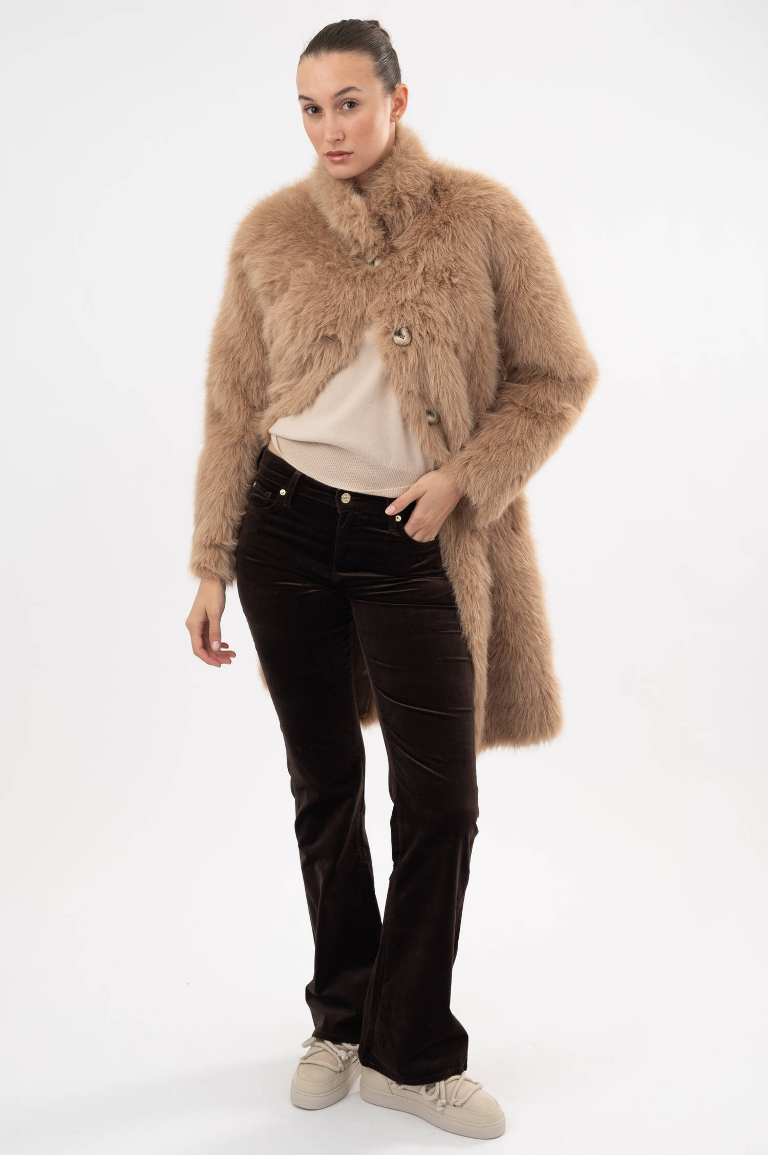 Faux-Fur-Mantel DINA TOSCANY in Camel Faux-Fur-Mantel DINA TOSCANY in Camel