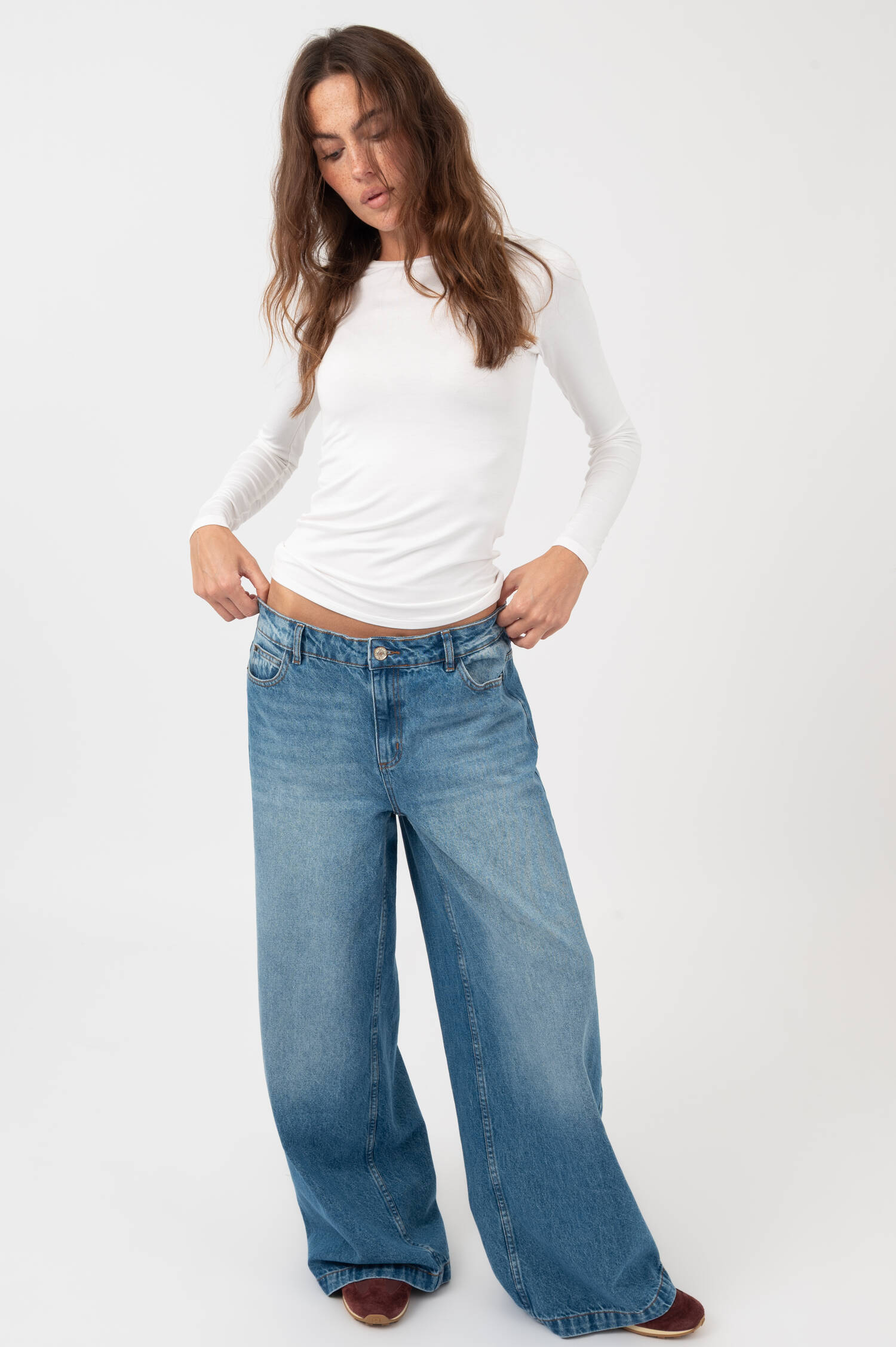 Baggy Wide-Leg-Jeans in Blau