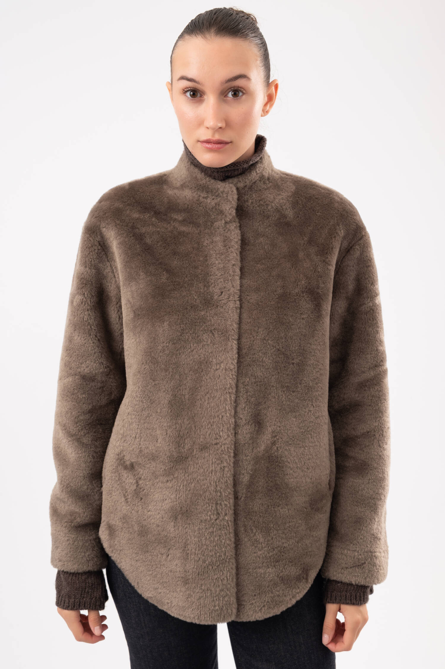 Faux-Fur-Shearling-Jacke ANJA in Braun Faux-Fur-Shearling-Jacke ANJA in Braun