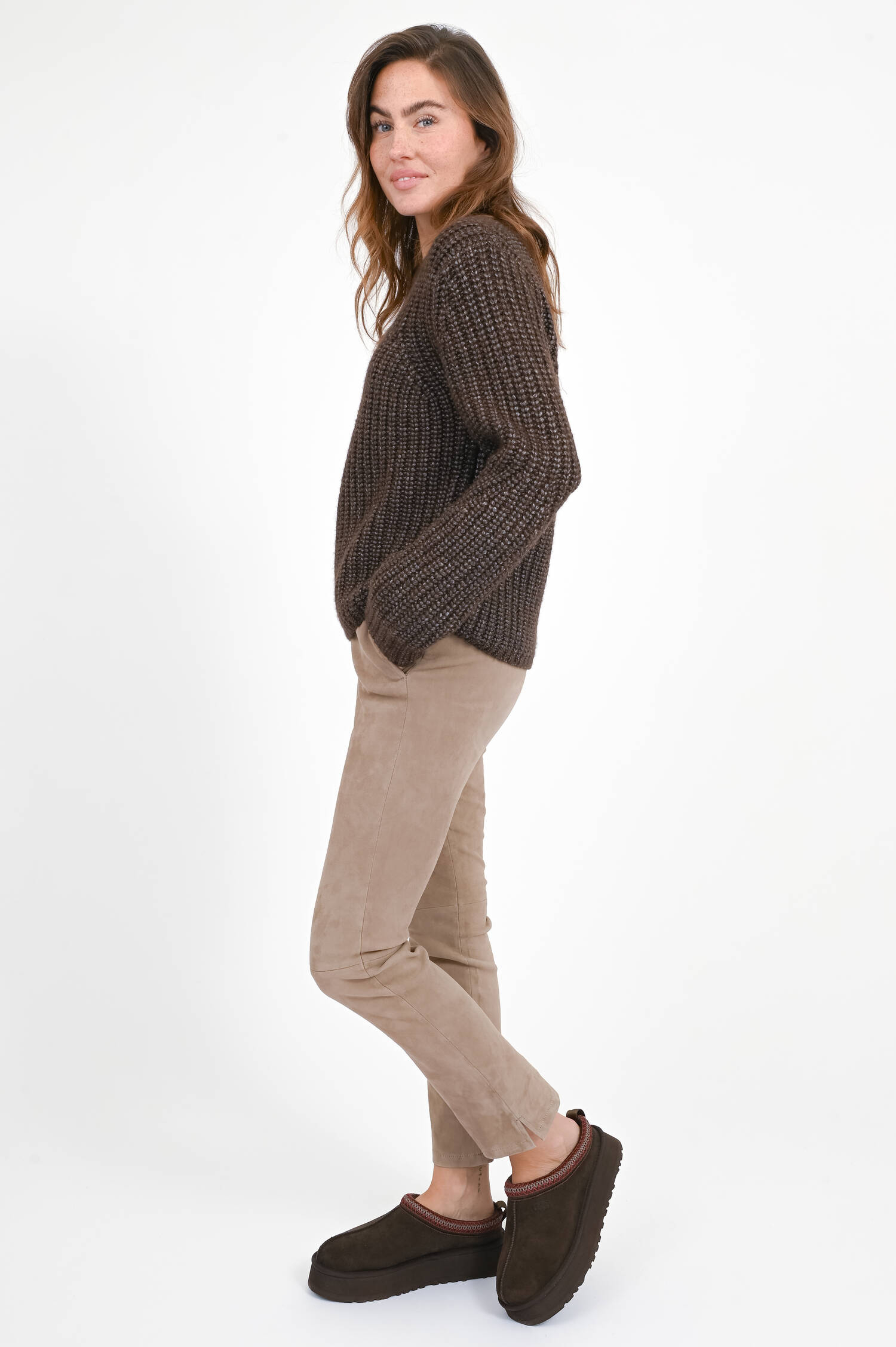 Grobstrick-Pullover in Fondente Grobstrick-Pullover in Fondente