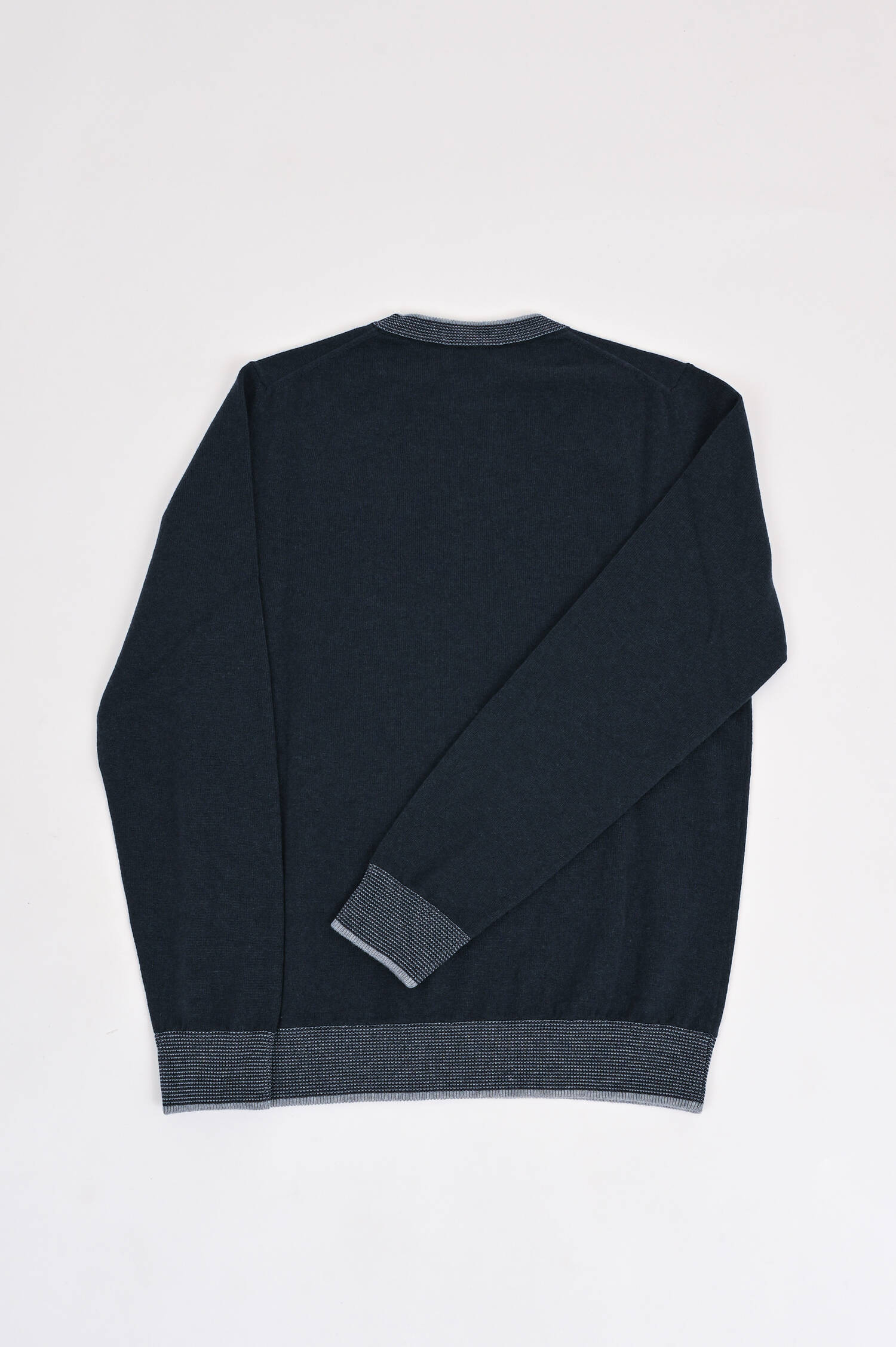 Strickpullover mit Kontrastfarbe Blau/Grau