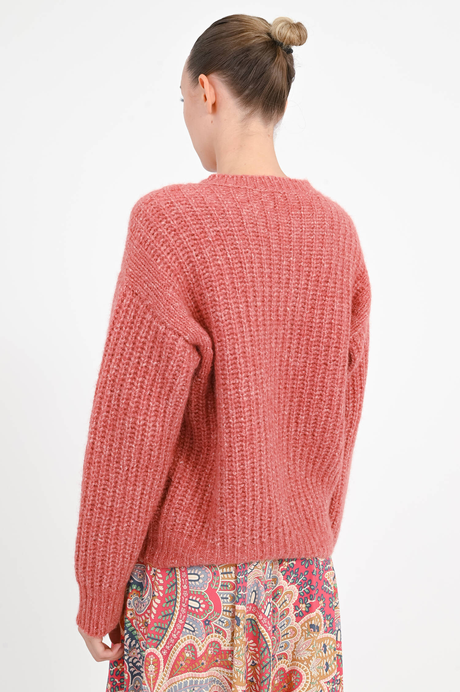 Strickpullover aus Grobstrick in Rost meliert