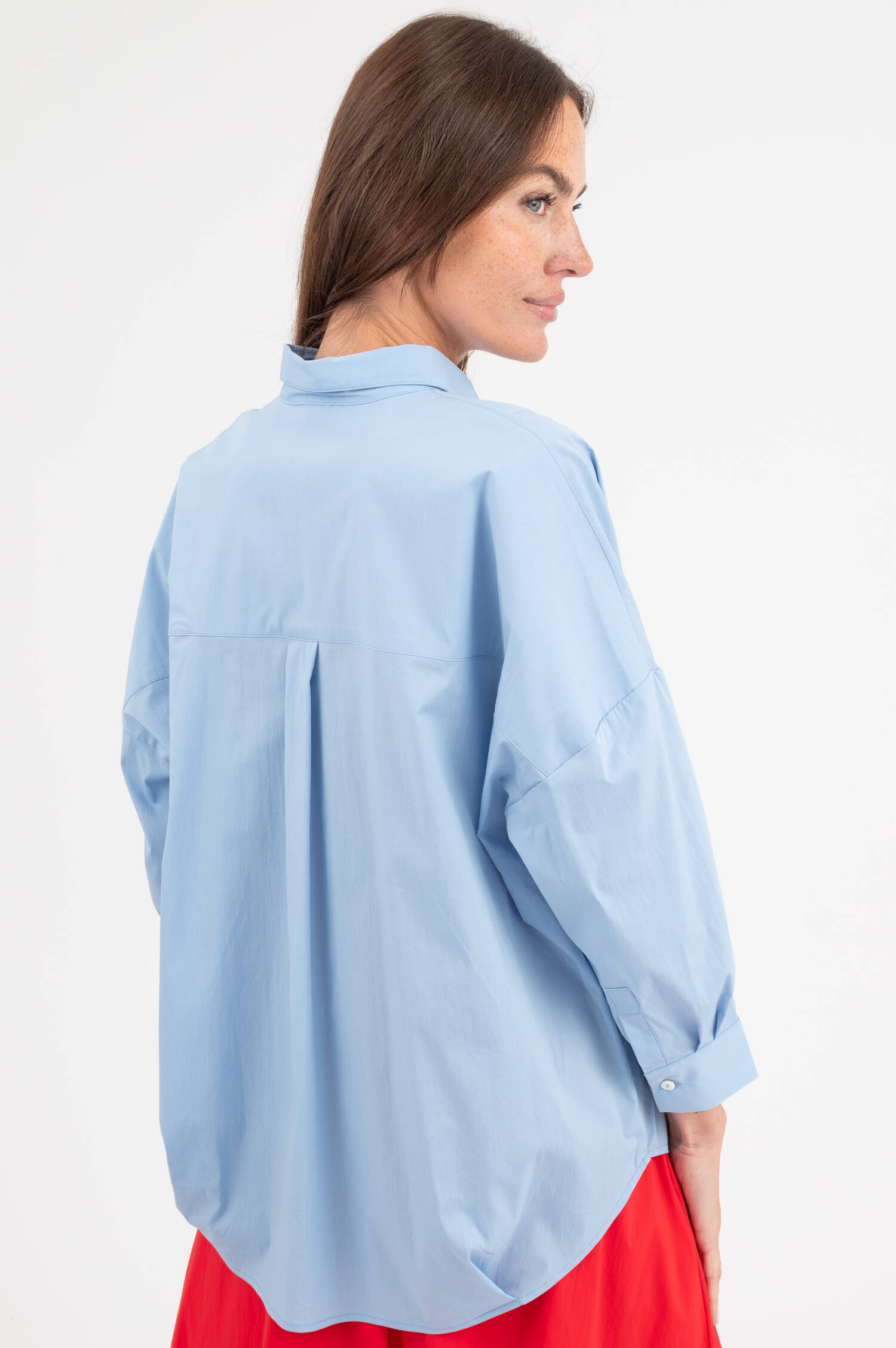 Popeline Bluse in Hellblau
