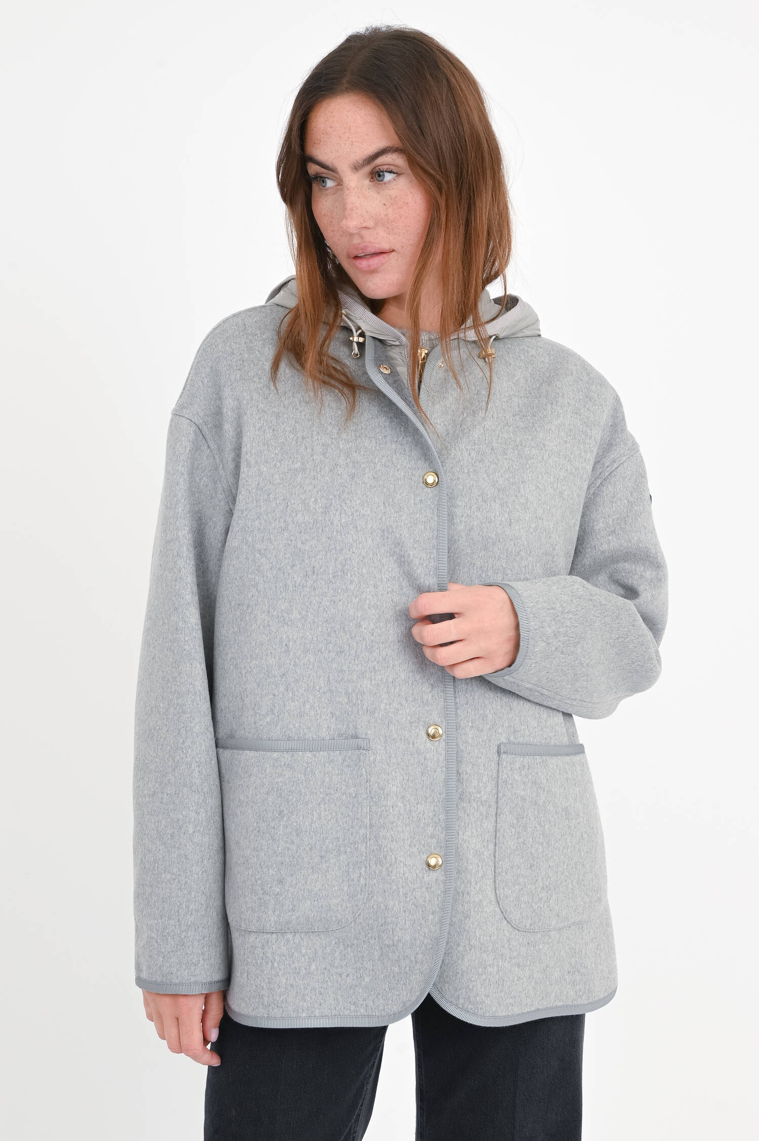 2-in-1 Woll-Cashmere Jacke REPOSSE in Hellgrau