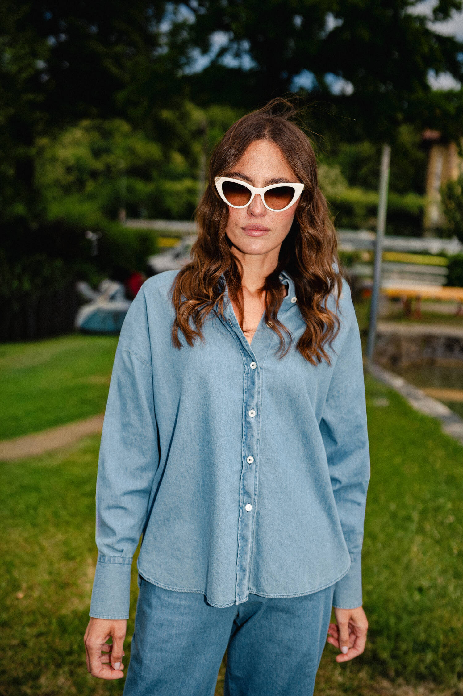Denimbluse in Mittelblau Denimbluse in Mittelblau