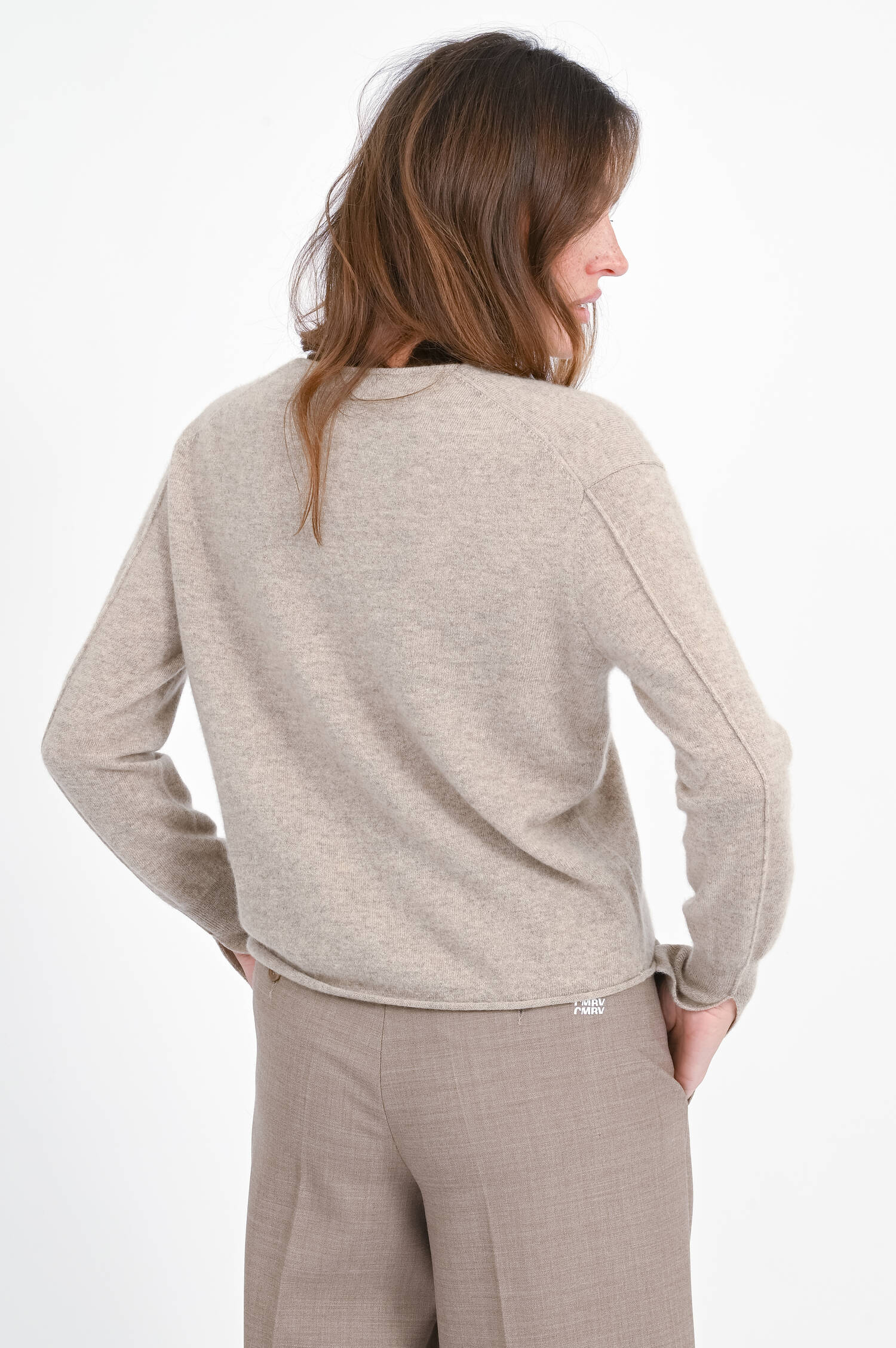 Cashmere-Pullover mit V-Neck in Grayscale