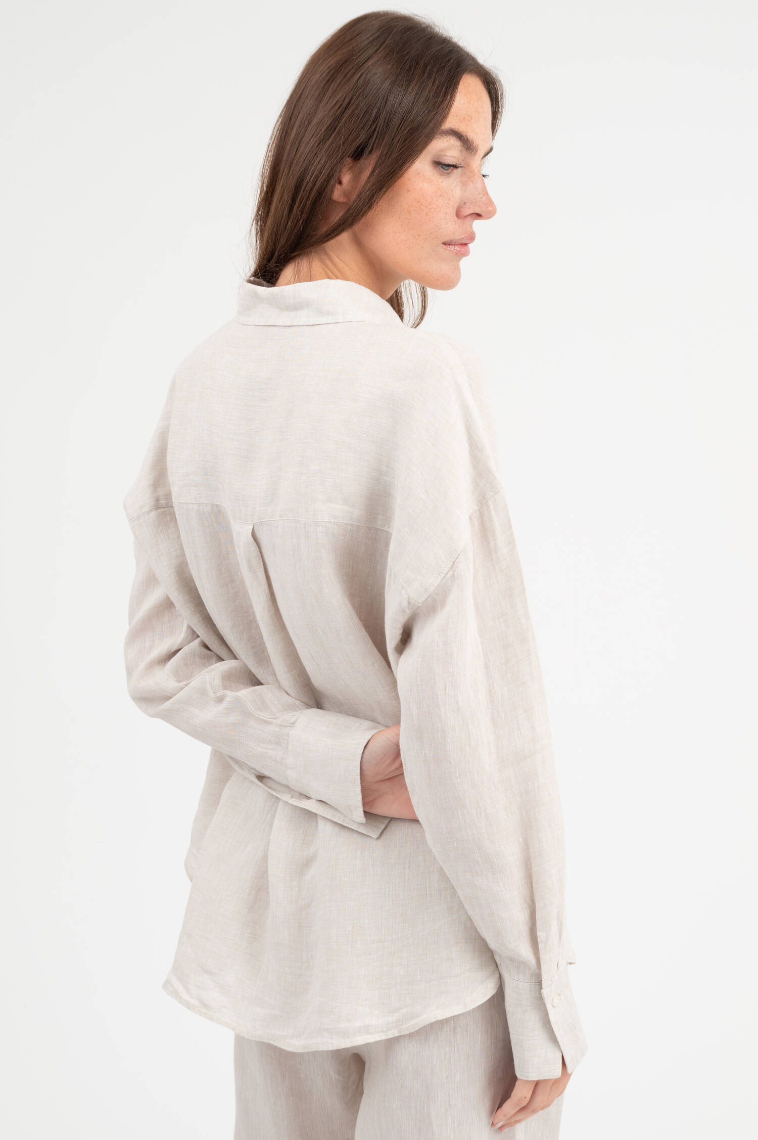 Leinenbluse in Beige