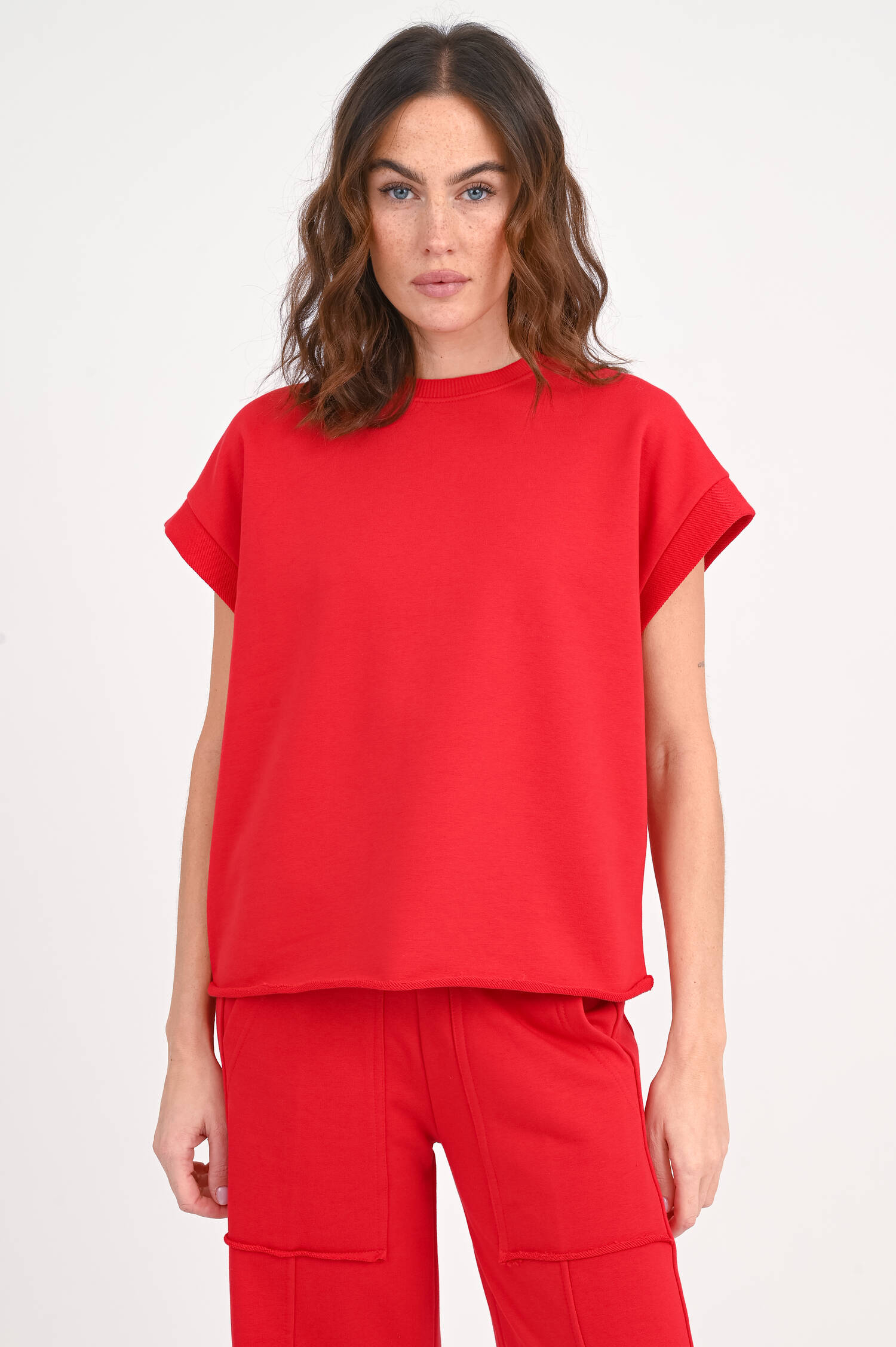 Kurzarm-Sweatshirt in Rot