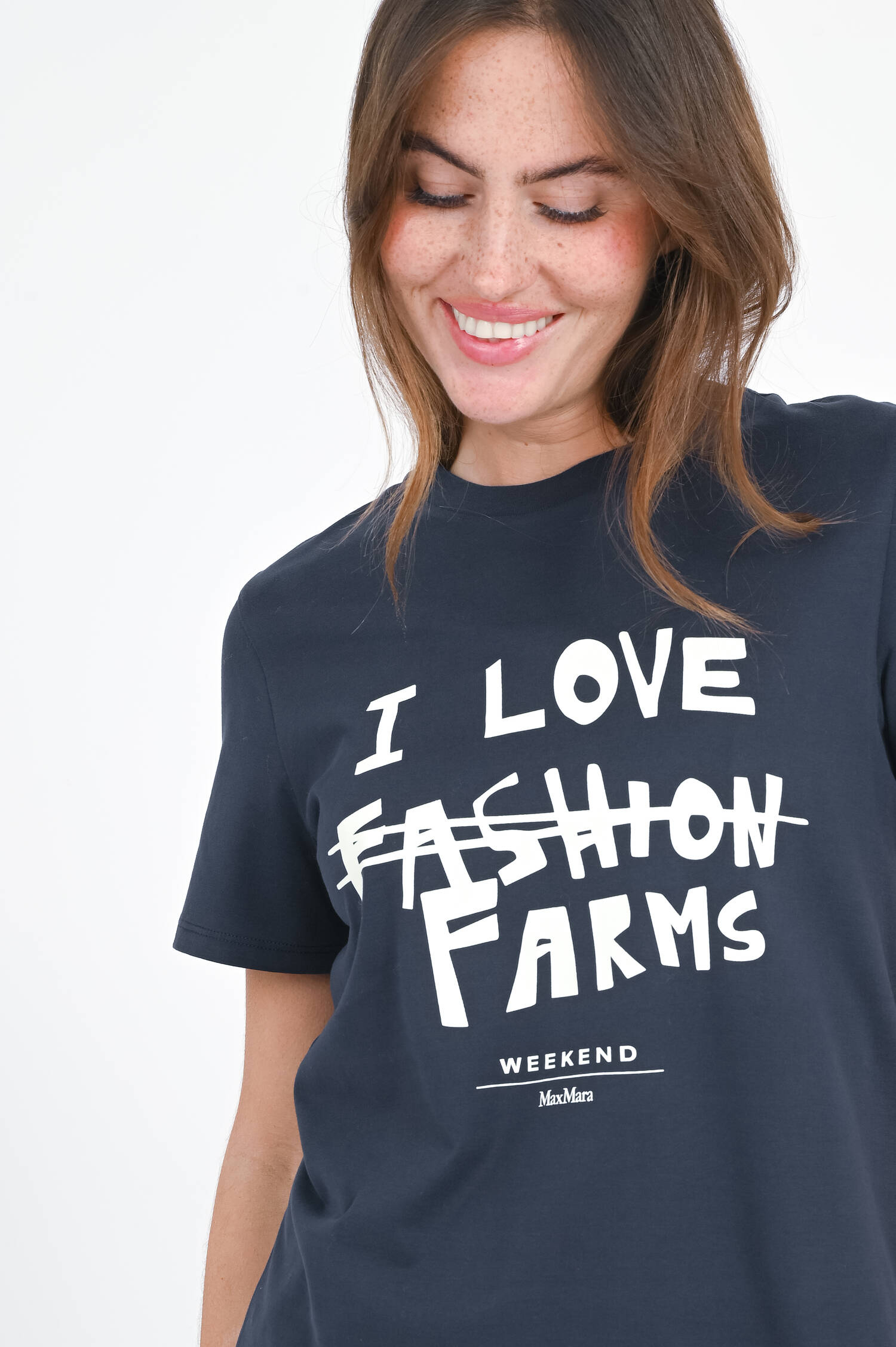 Jersey T-Shirt mit Print in Marine