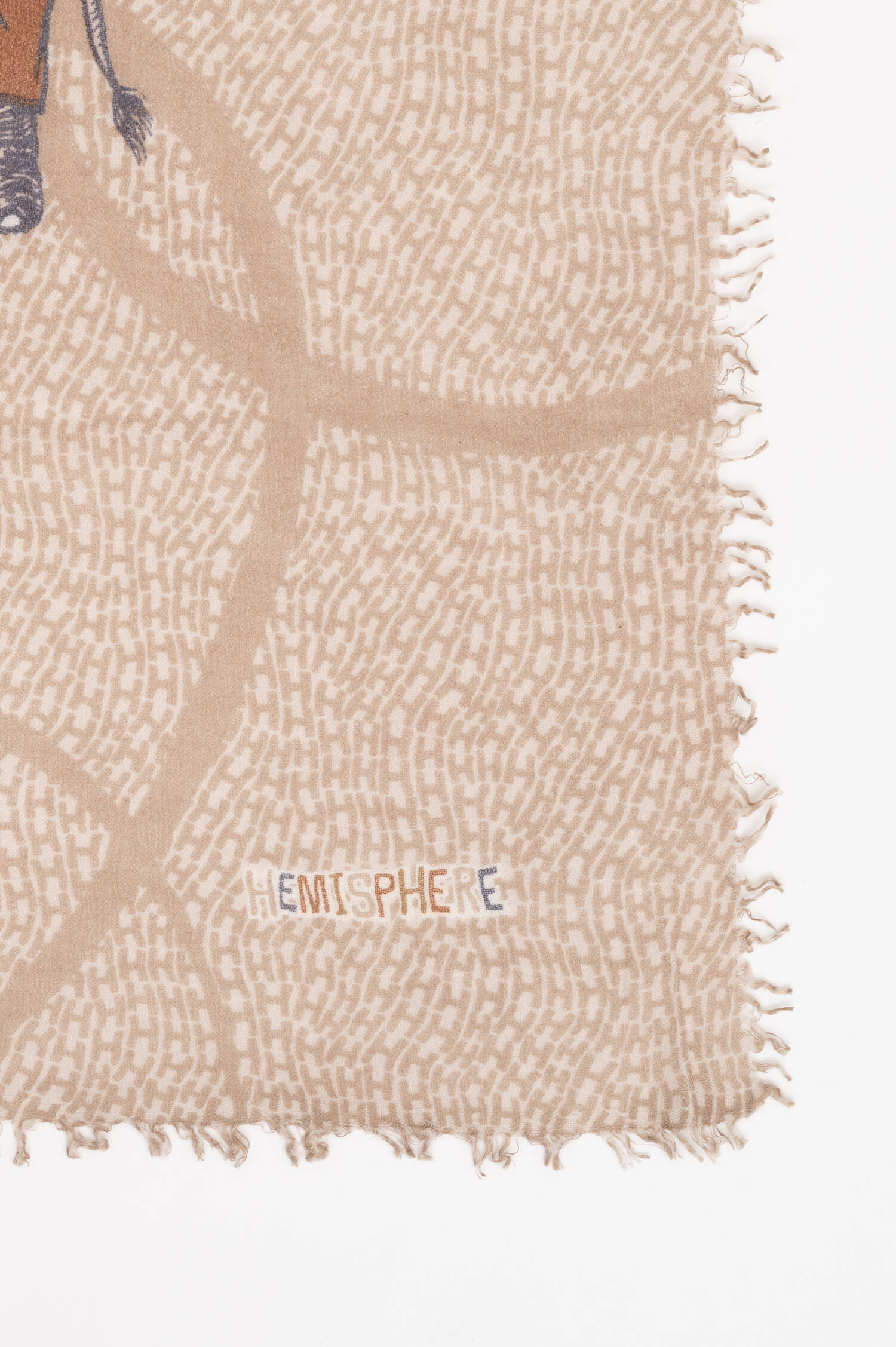 Cashmere-Mix-Schal mit Elefanten-Print in Beige Cashmere-Mix-Schal mit Elefanten-Print in Beige