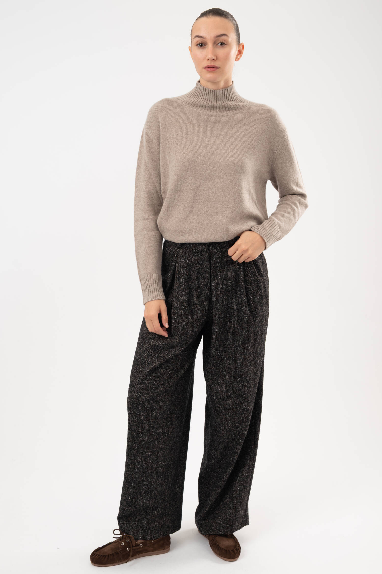 Woll-Seide-Mix Hose in Schwarz