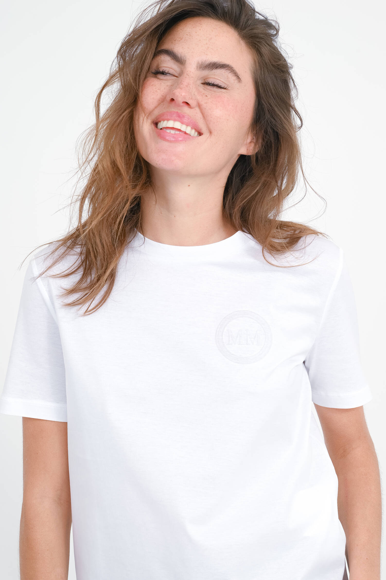 T-Shirt GATTONI mit Logo-Detail in Weiß