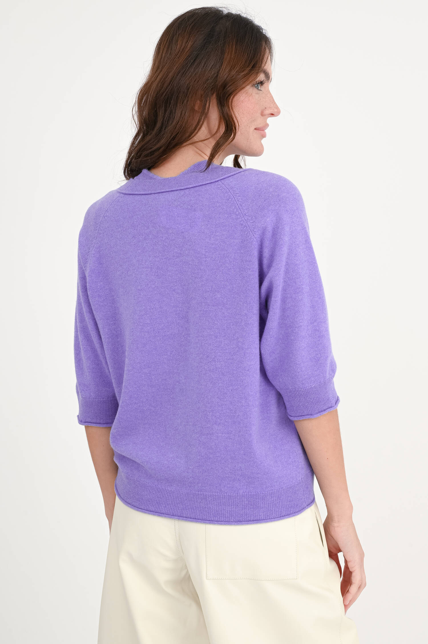 Cashmere-Cardigan mit 3/4 Arm in Violett Cashmere-Cardigan mit 3/4 Arm in Violett