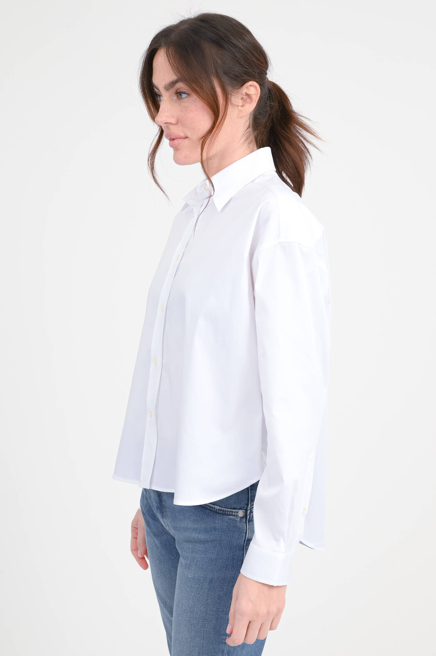 Bluse Vokuhila in Weiß