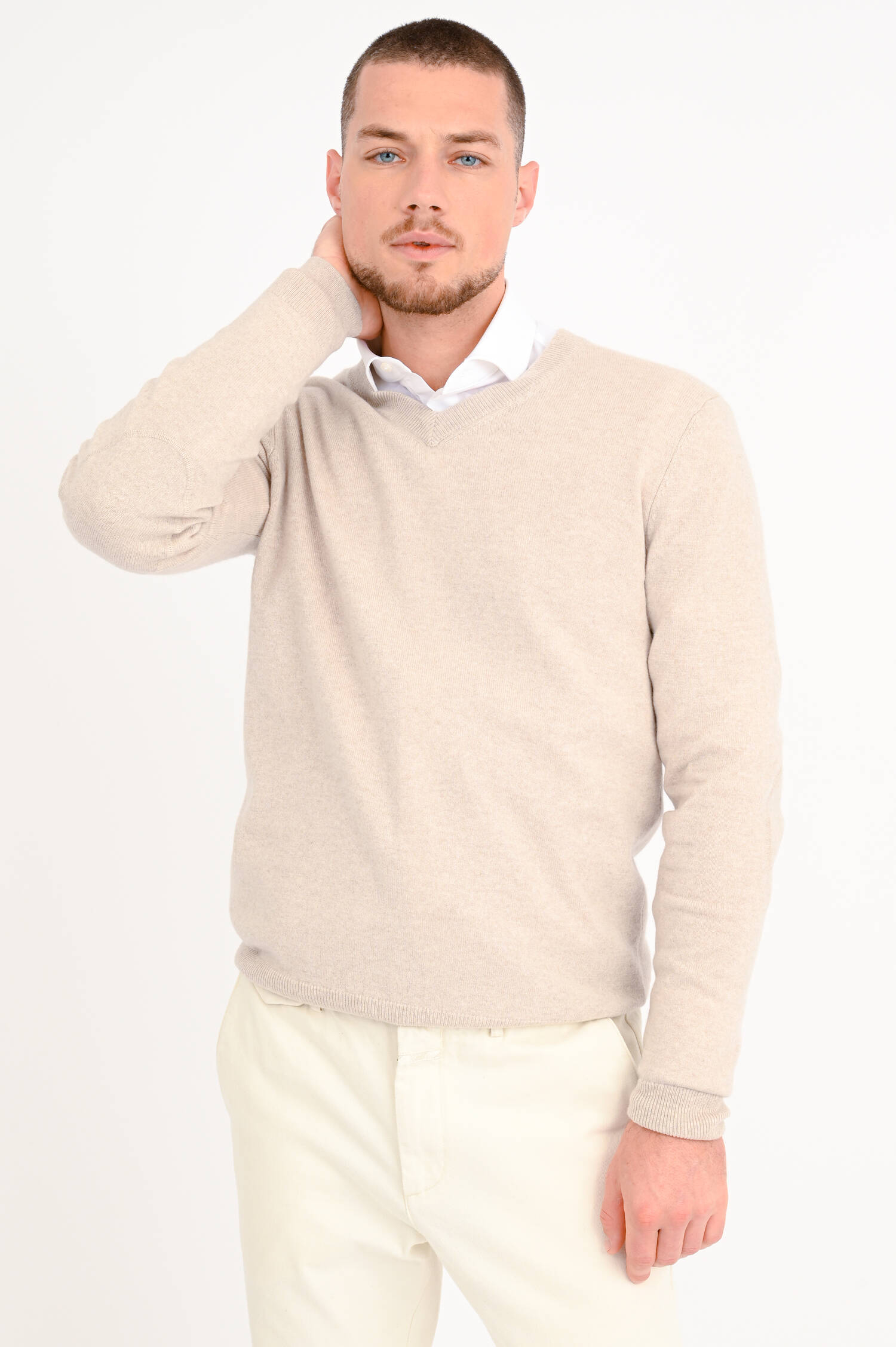 Cashmere Pullover mit V-Neck in Beige Cashmere Pullover mit V-Neck in Beige