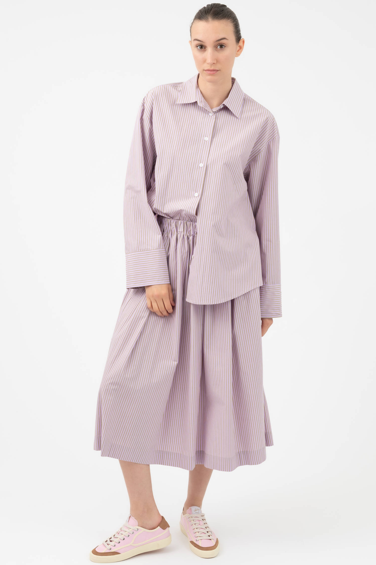 Bluse CAMICIA in Violett/Beige