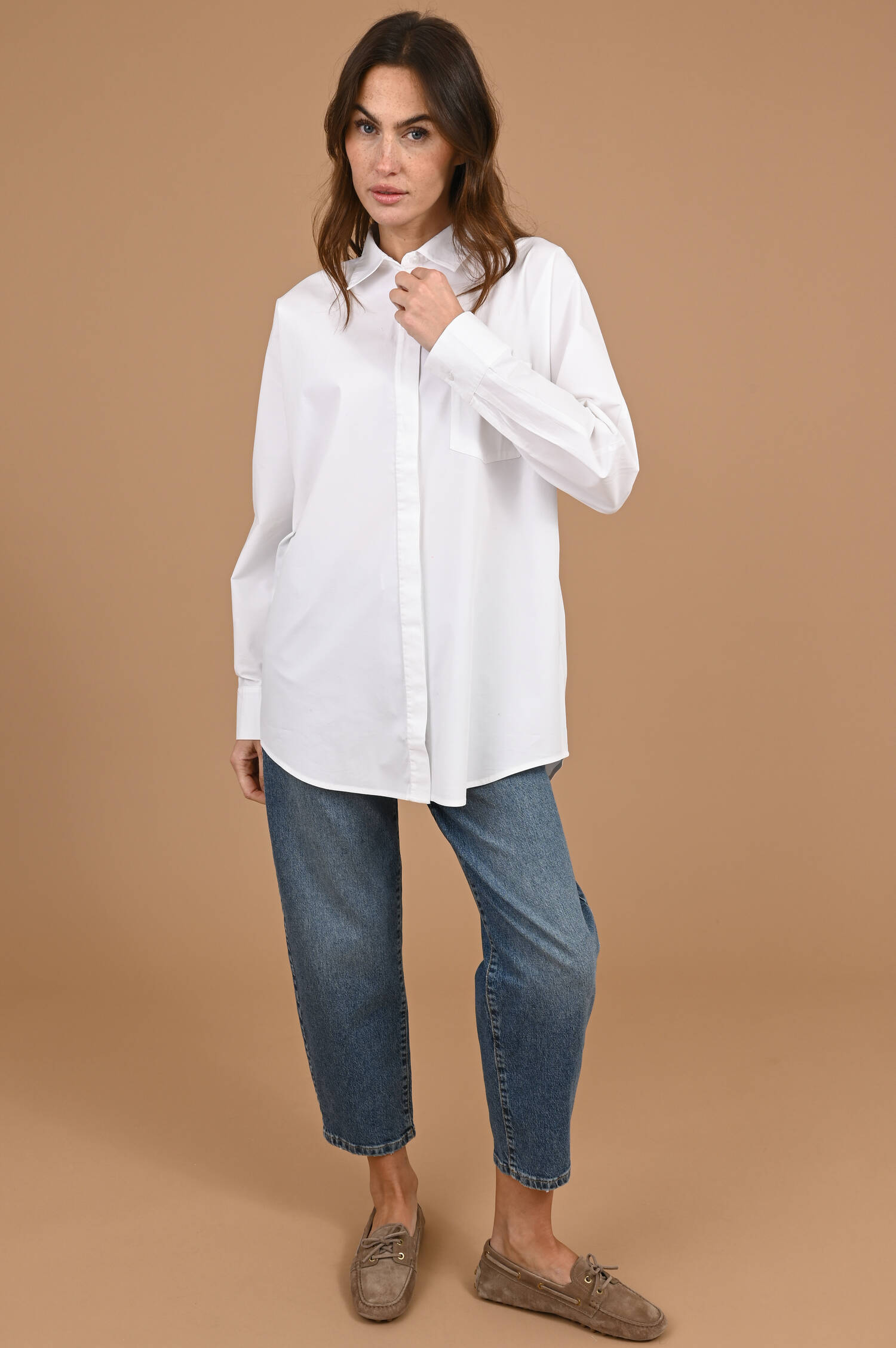 Bluse MARBEZ in Weiß/Eisblau