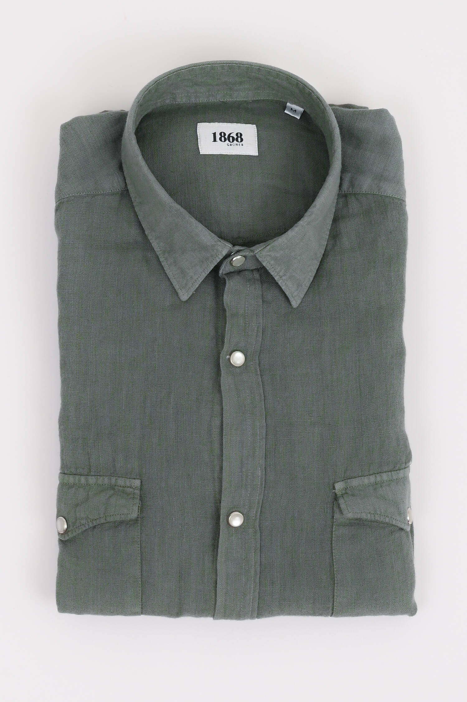 Leinenhemd mit Pattentaschen in Khaki