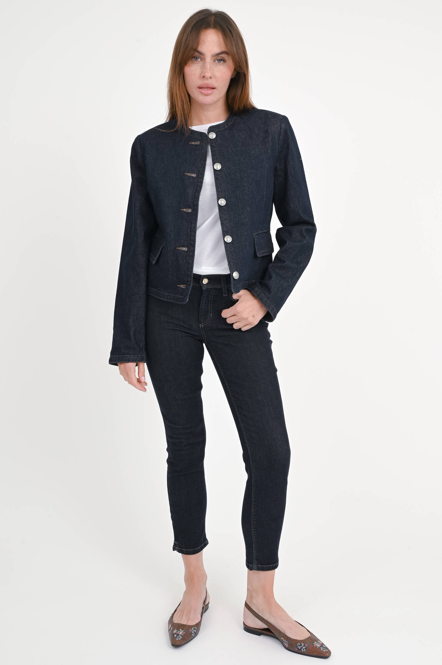 Jeansjacke mit Schulterpolster in Dark Blue