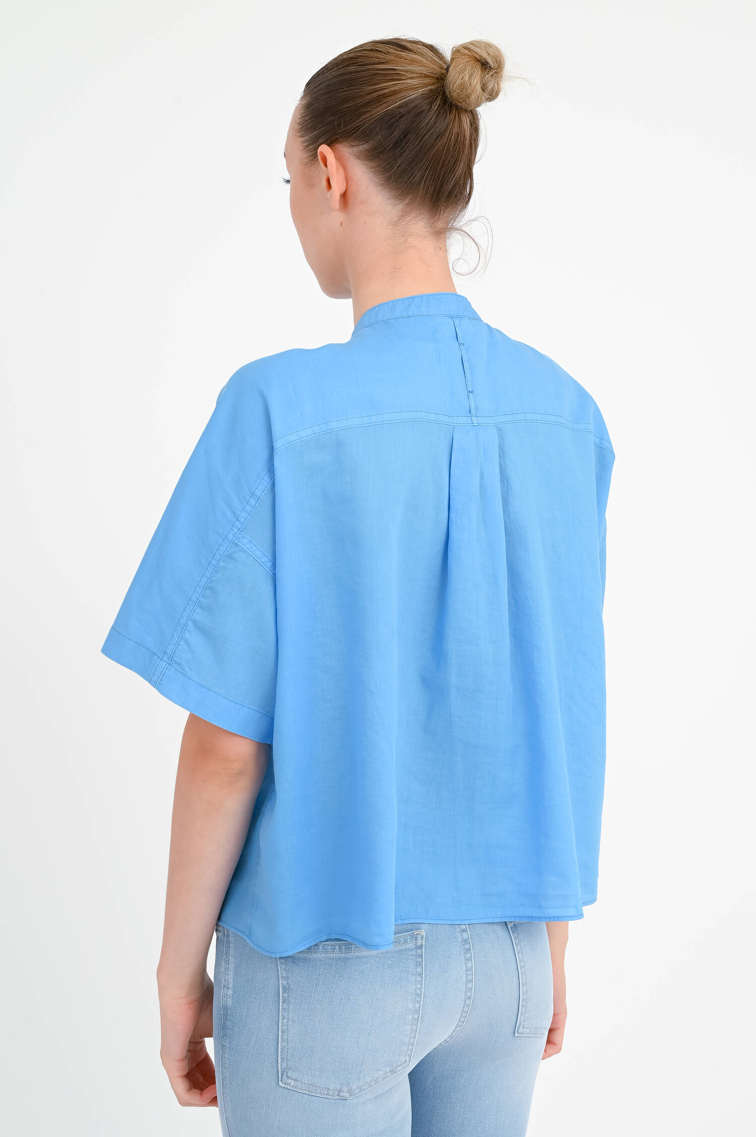 Kurzarm-Bluse in Cornflower Blue
