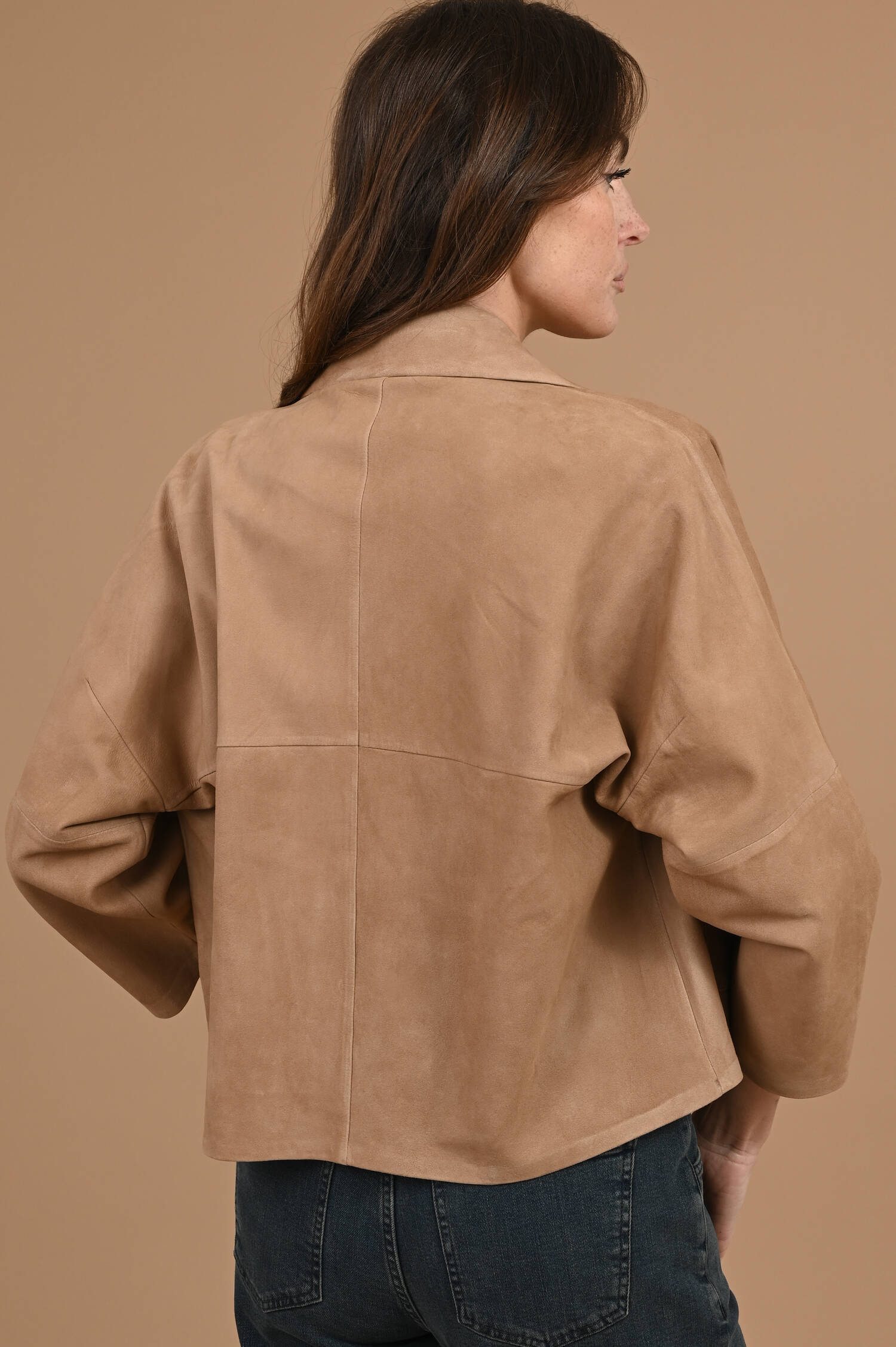 Suede Lederjacke ZHOU in Mochabraun