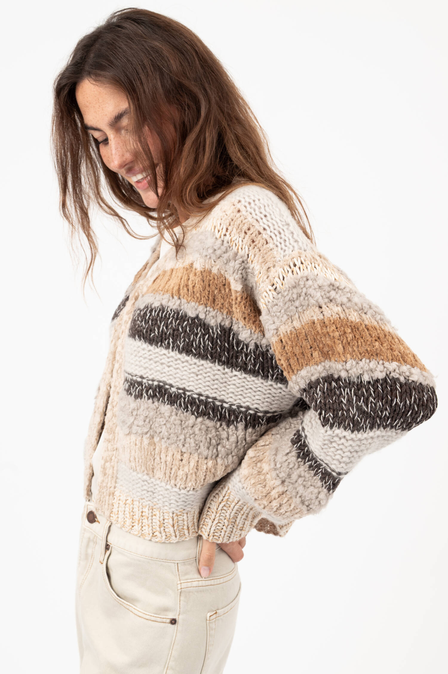 Multi-Garn-Cardigan in Beige Multi-Garn-Cardigan in Beige