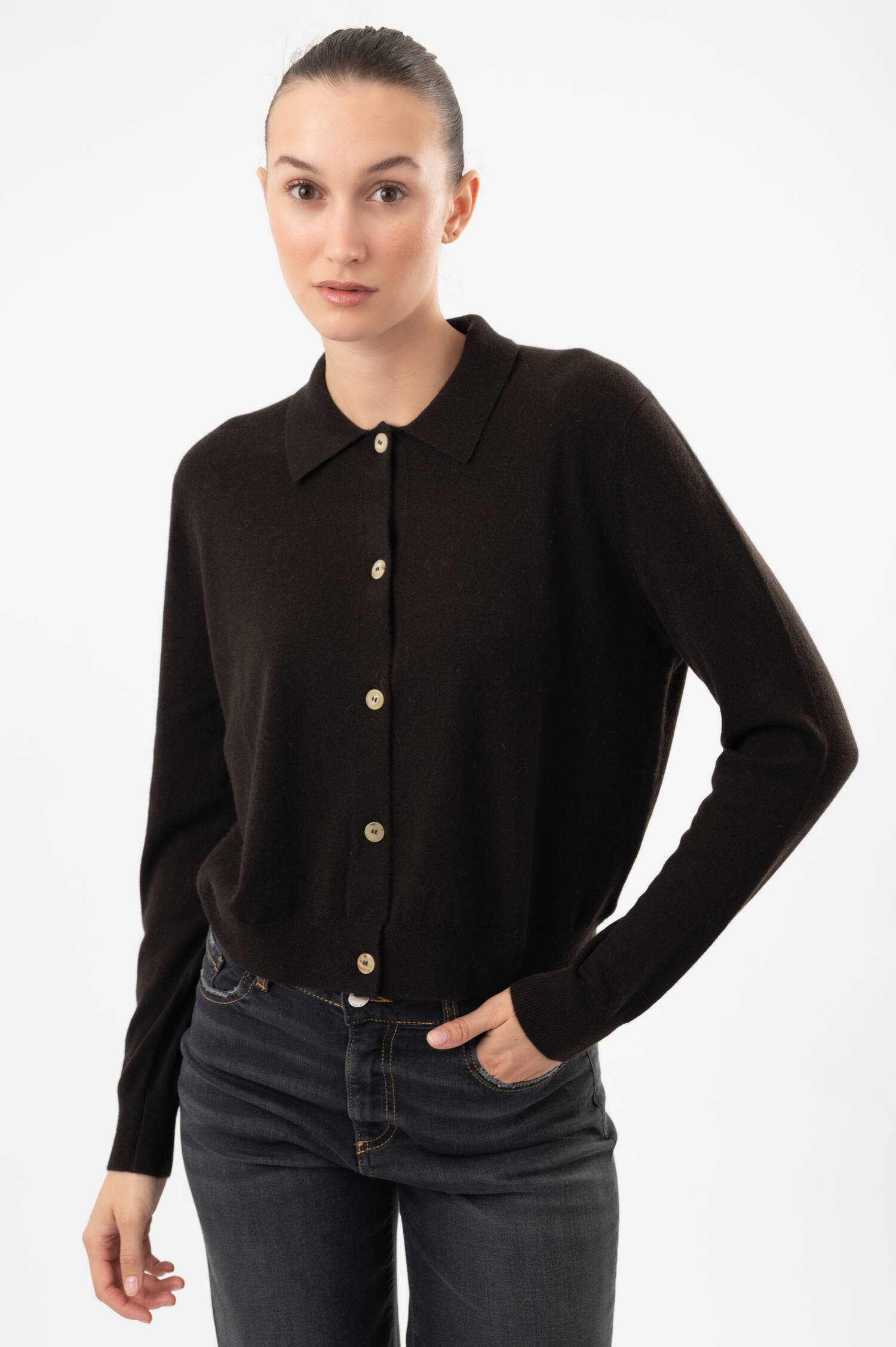 Cashmere-Strickjacke WREXHAM in Dunkelbraun