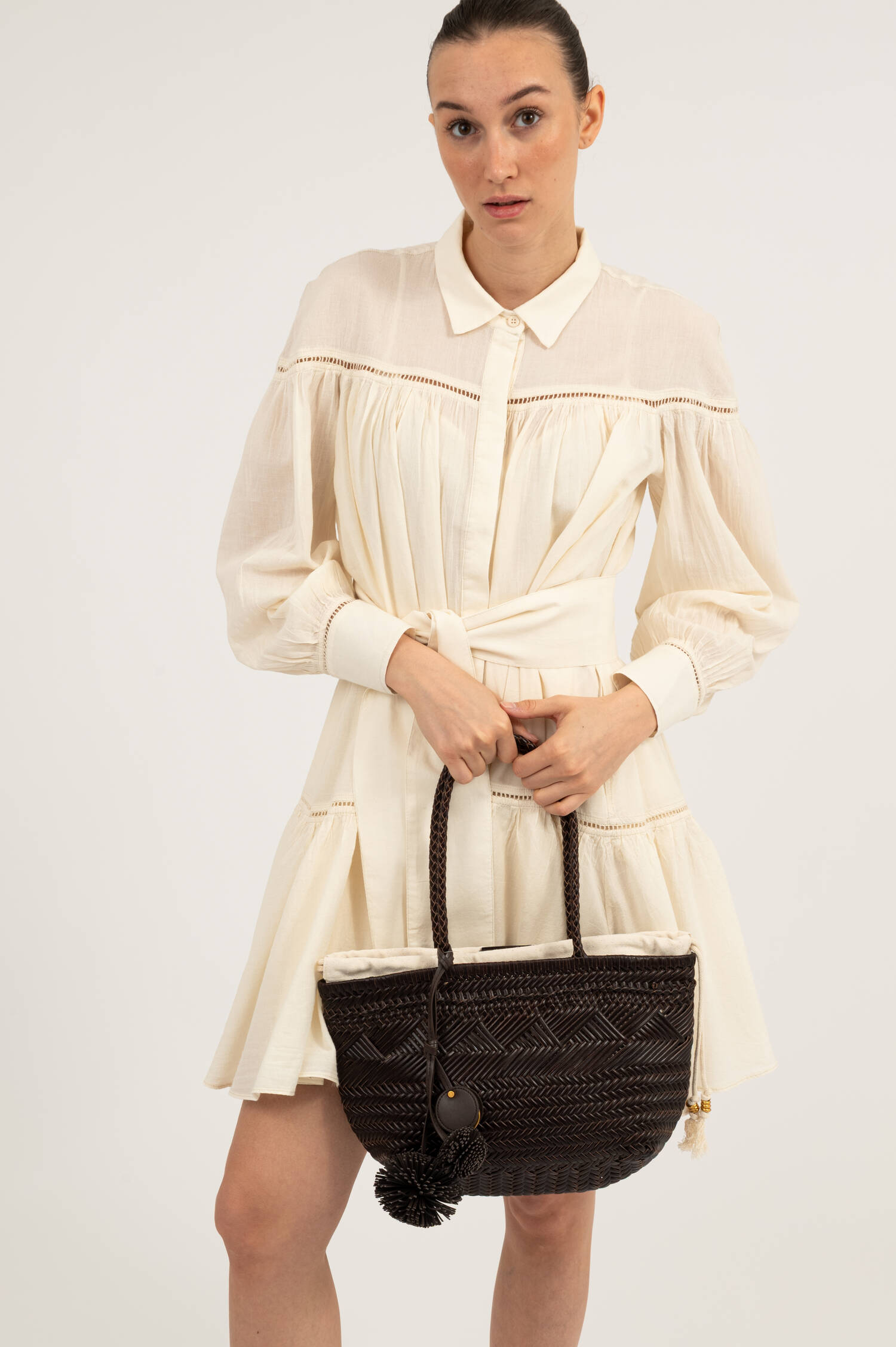 Gewebte Ledertasche PALOMA in Dunkelbraun